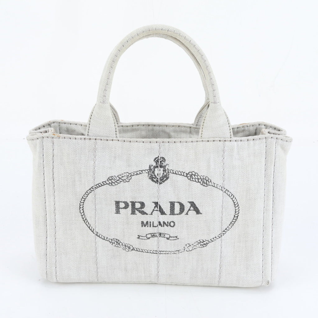 Prada Canapa denim handbag tote bag grey for women