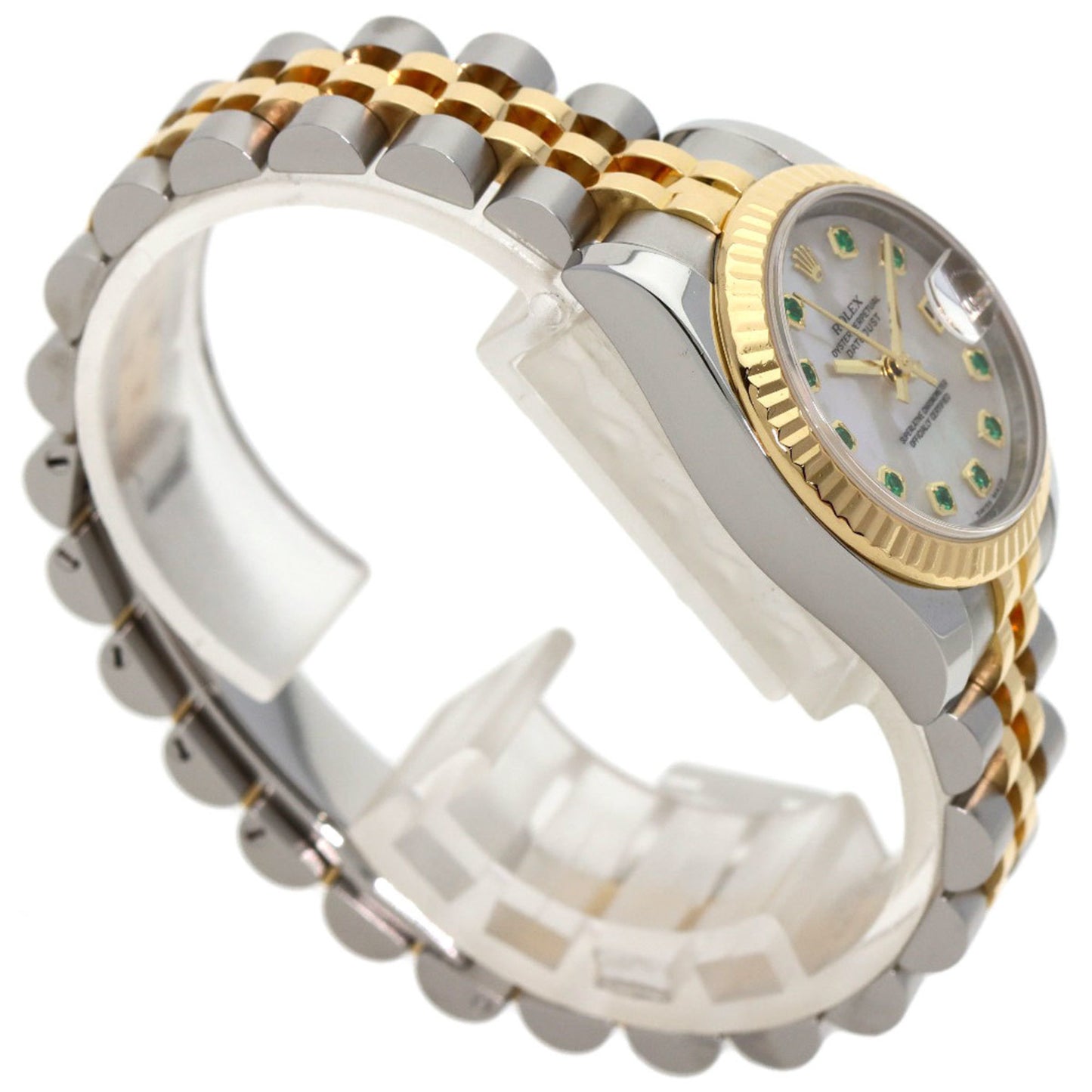 Rolex 179173NGE Datejust 10P Emerald Watch Stainless Steel/SSx18KYG Women's