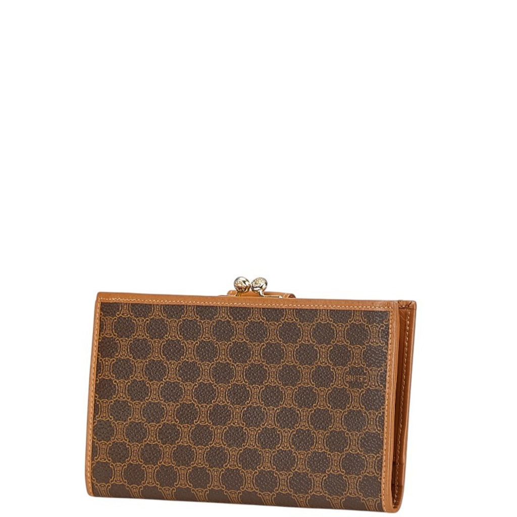 Celine Macadam Long Wallet Brown Leather Women's CELINE