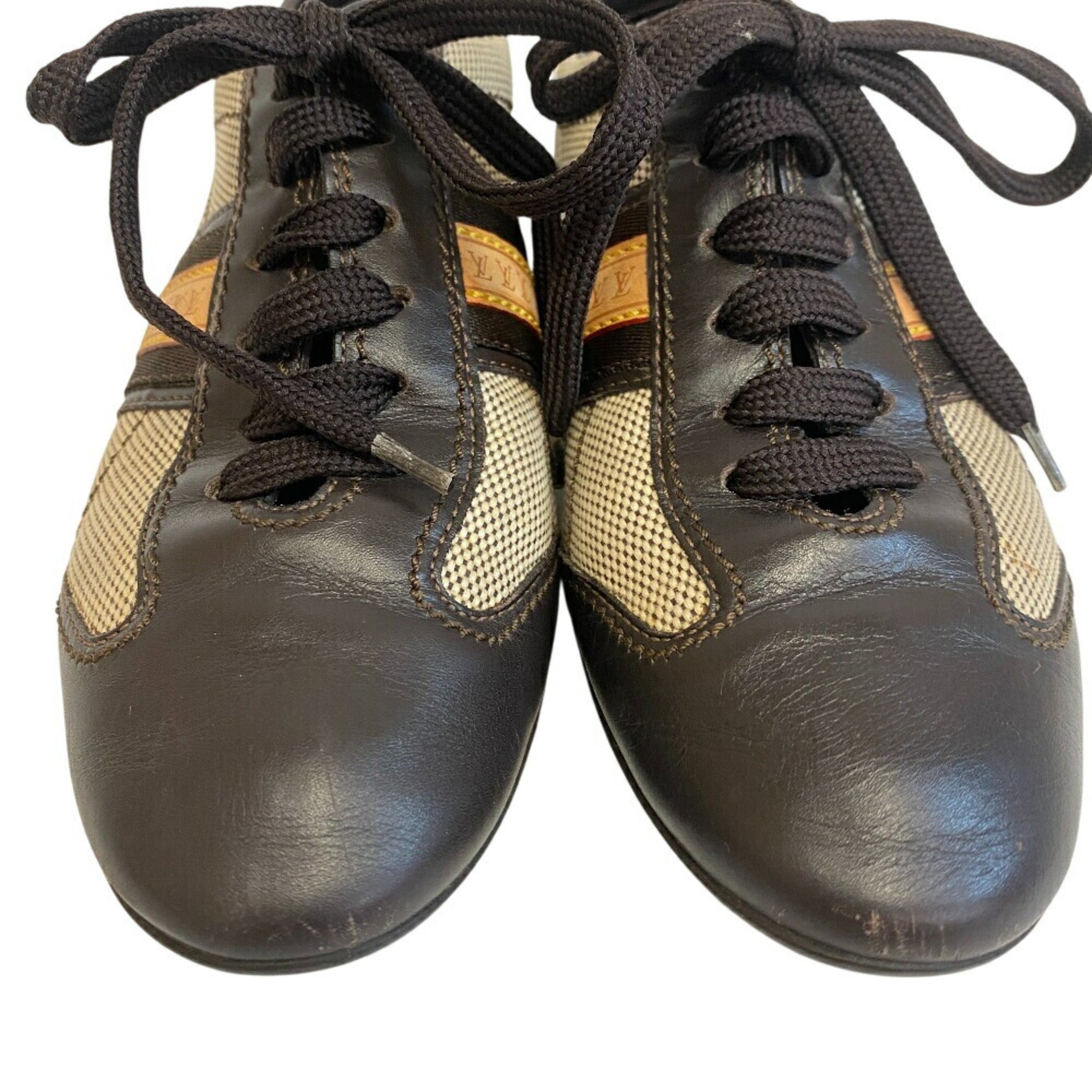 LOUIS VUITTON 22 620377 Rubber Sole LV Sneakers Brown Women's