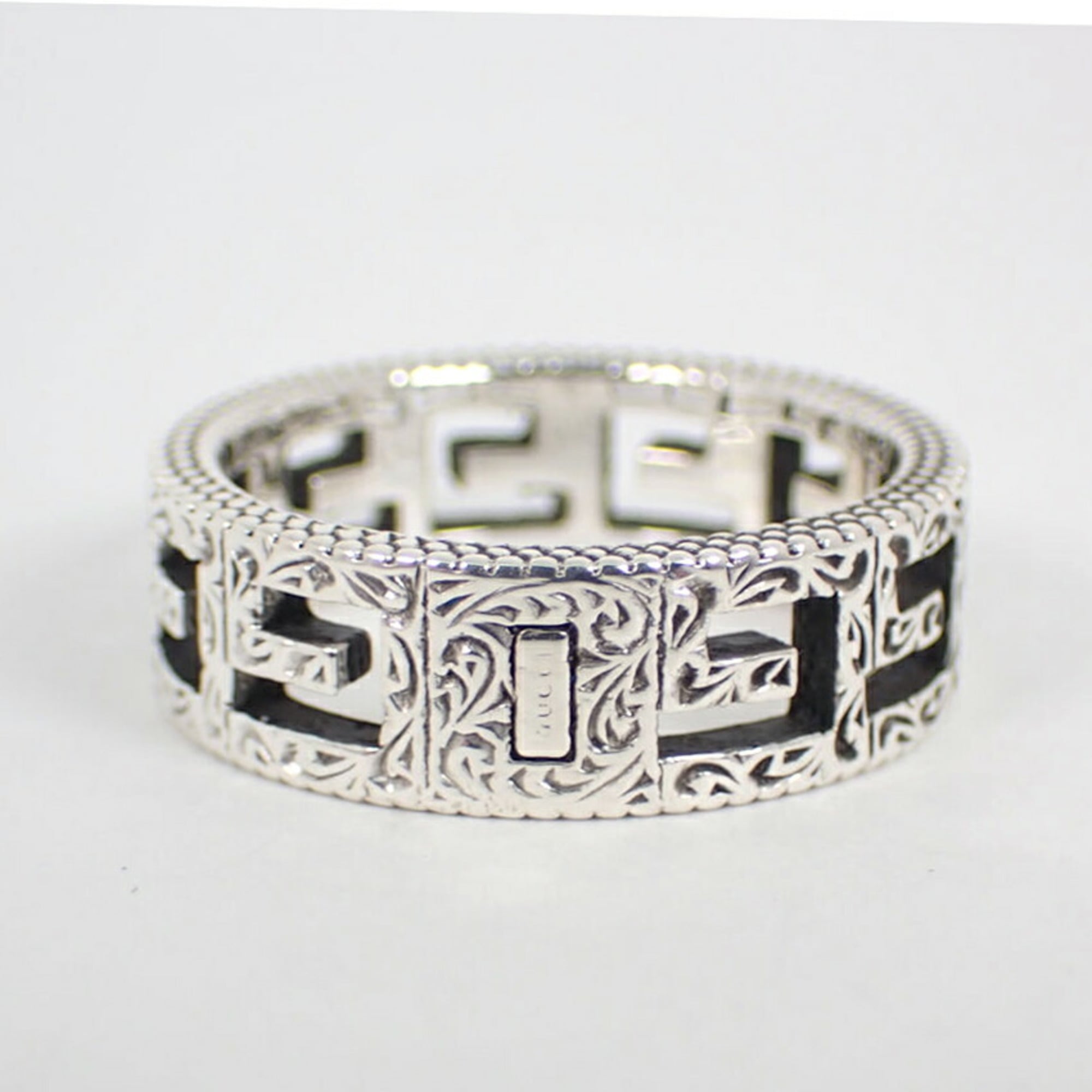 GUCCI 925 Arabesque Square G Ring, Size 14 — Like New