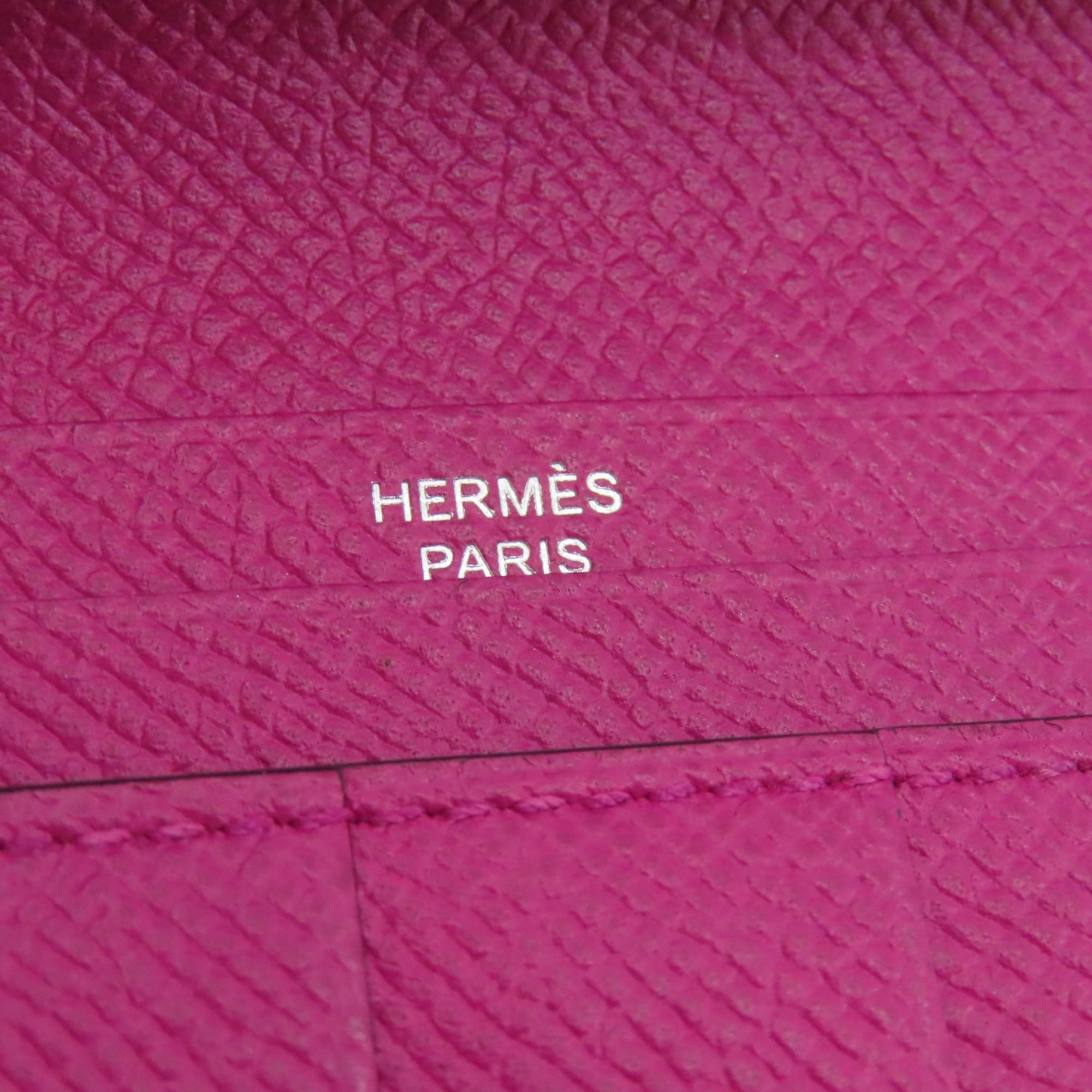 Hermes Hermès Bearn soufflet long wallet in blue indigo and rose purple with silver hardware, Epson, for women.