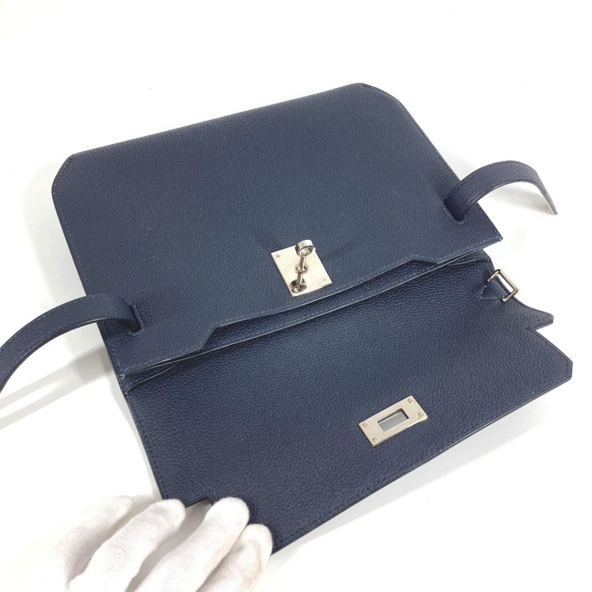 HERMES Kelly Depeche 25 Second Bag, Pouch, Flap Clutch Togo, Men's and Women's, Navy