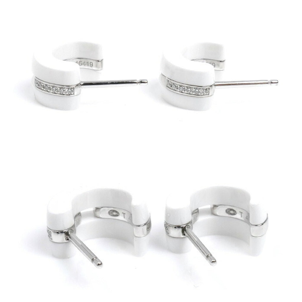 CHANEL 18K White Gold and Ceramic Ultra Collection Diamond Earrings J4303, 8.1g, Women's
