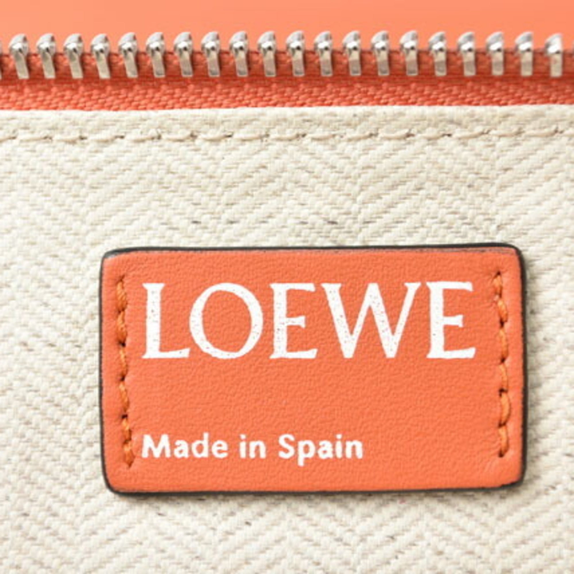 LOEWE Clutch Bag Second Unisex Pouch Lamb Leather Anagram Coral — Like New