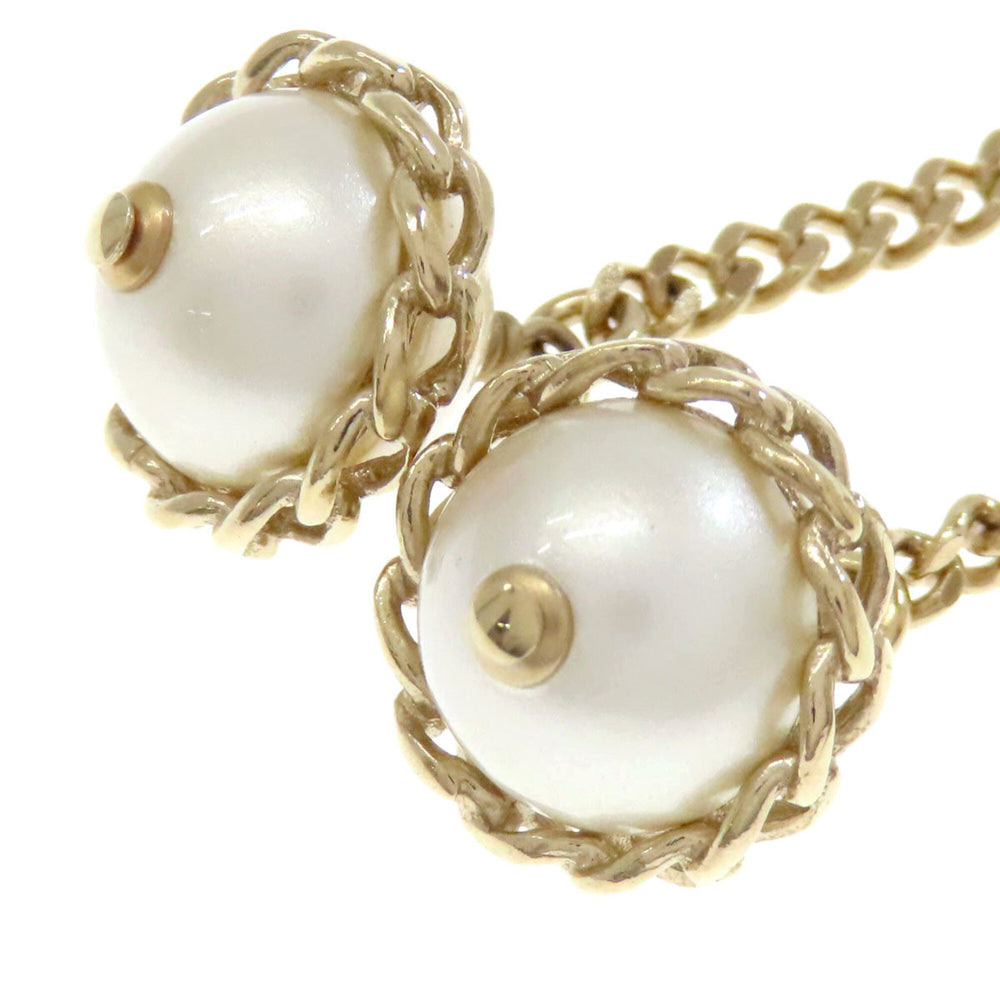 Chanel Chain Coco Mark Earrings, Metal/Faux Pearl, Women's CHANEL — Like New