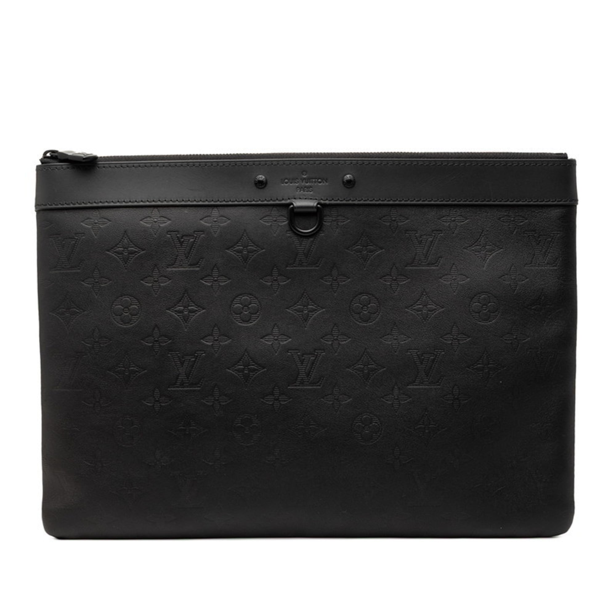 Louis Vuitton Monogram Shadow Pochette Discovery Second Bag/Clutch Bag M62903 Black Noir Leather Men's LOUIS VUITTON