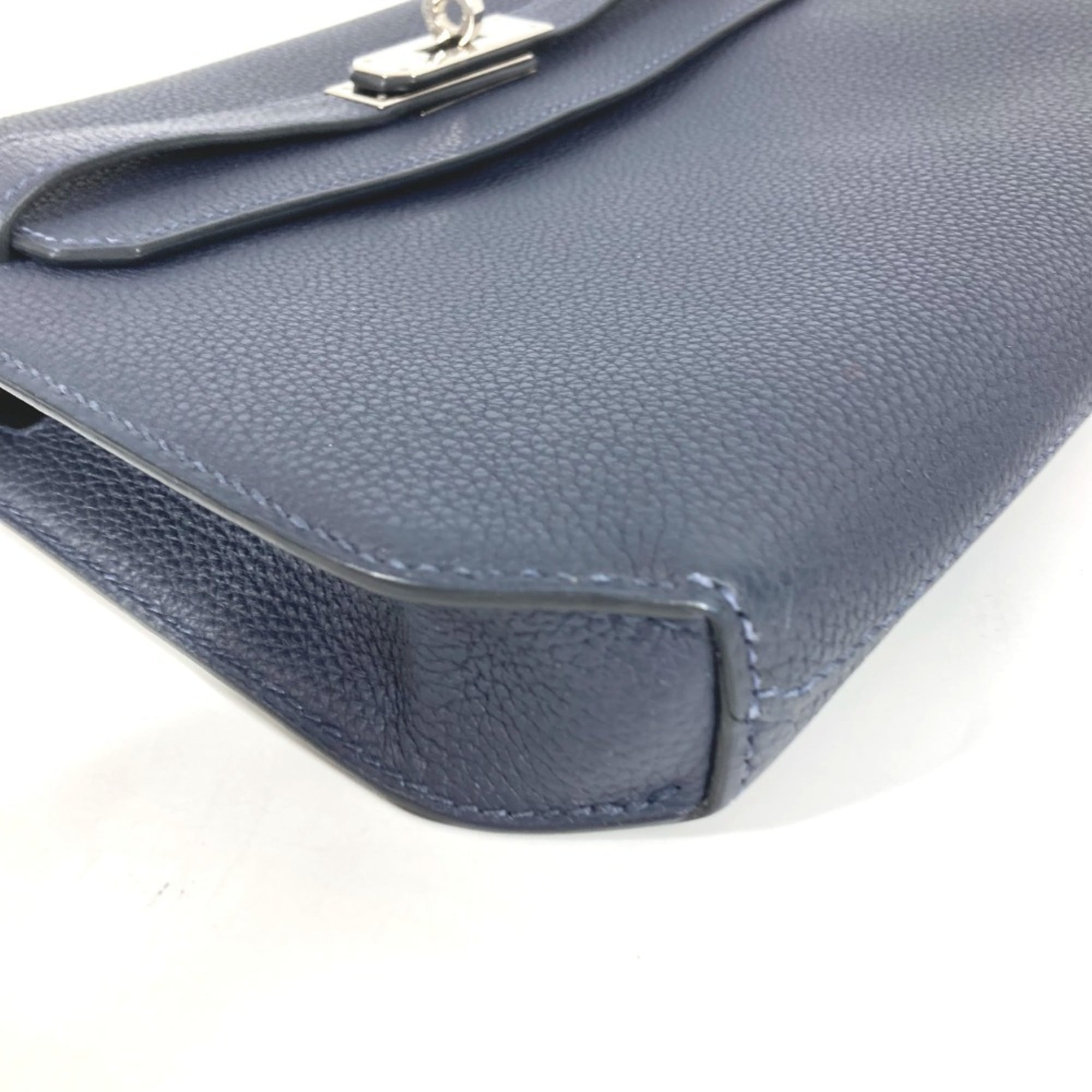 HERMES Kelly Depeche 25 Second Bag, Pouch, Flap Clutch Togo, Men's and Women's, Navy