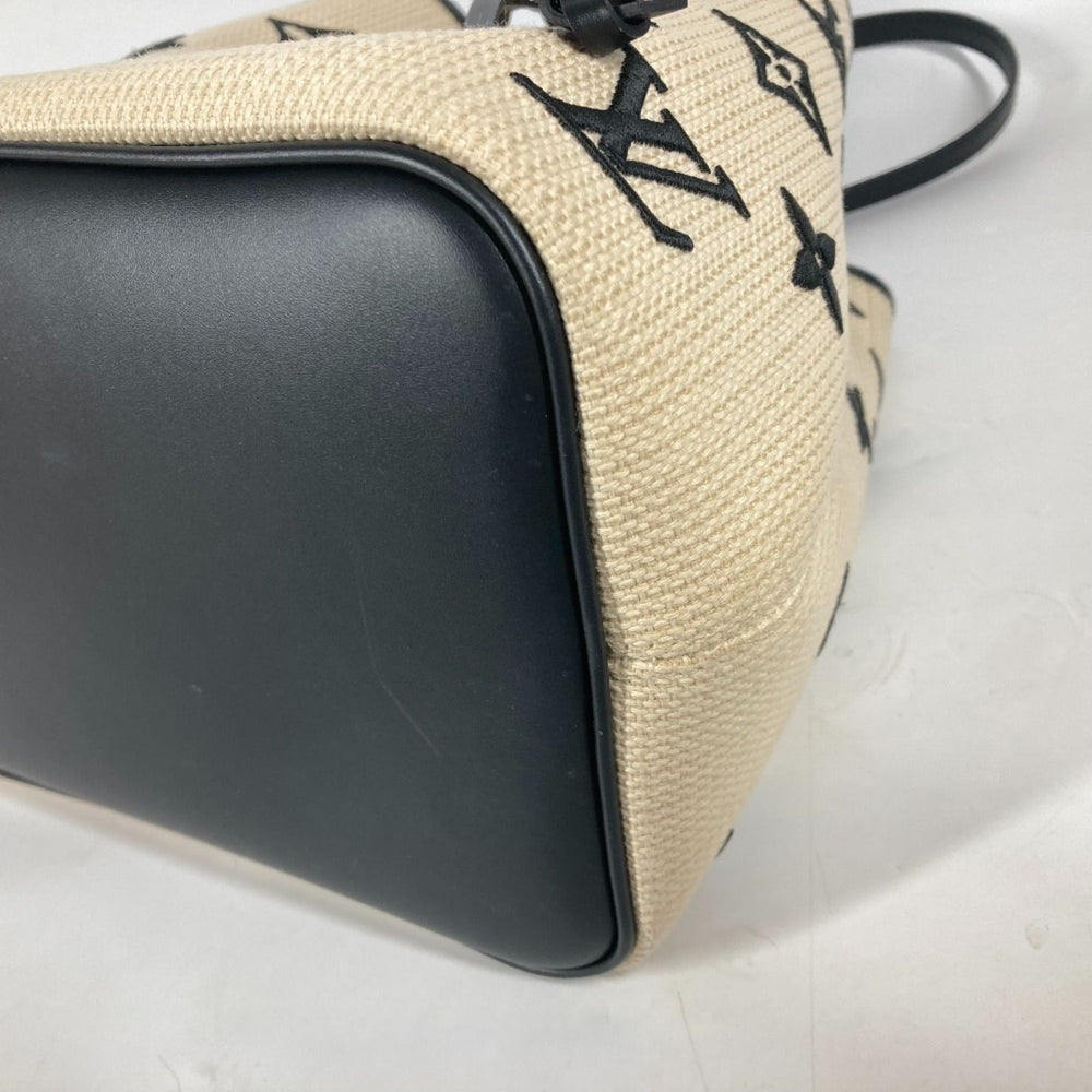 LOUIS VUITTON M23080 Monogram by the Pool NeoNoe MM Shoulder Bag Crossbody Drawstring Cotton Leather Women's Noir Black — Like New