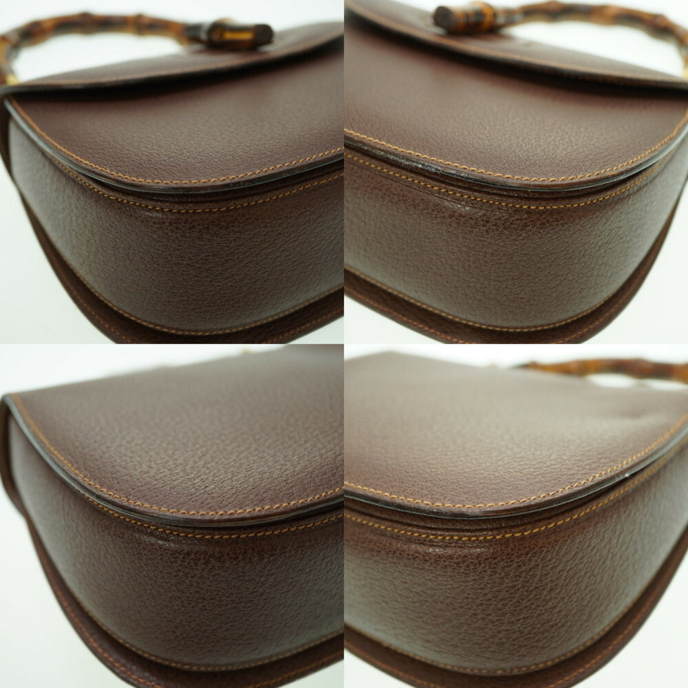 Gucci Bamboo Shoulder Handbag Leather Brown 0041GUCCI with shoulder strap 6B0041IEZ6 — Like New