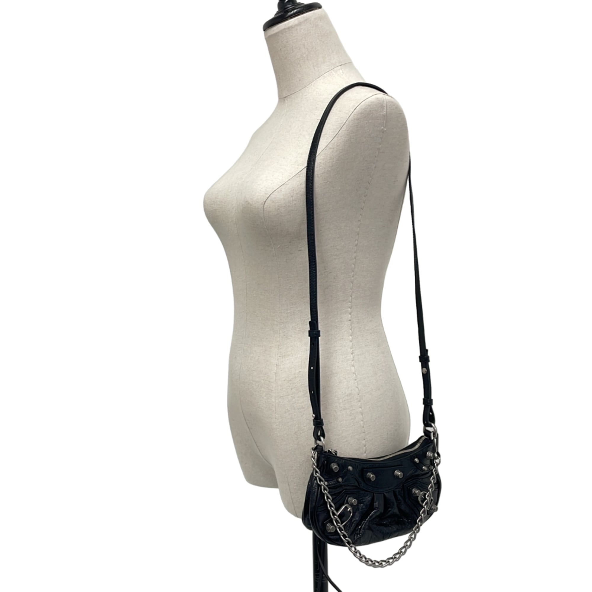 BALENCIAGA Le Cagoule Mini 2-way Chain Shoulder Bag 695814 Black Women's — Like New