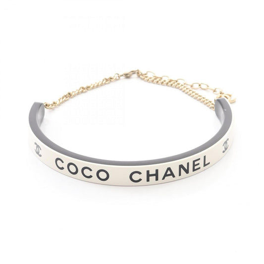 CHANEL Choker Accessory, GP (Gold Plated), Plastic, Women's, Gold, White, Black, B22S