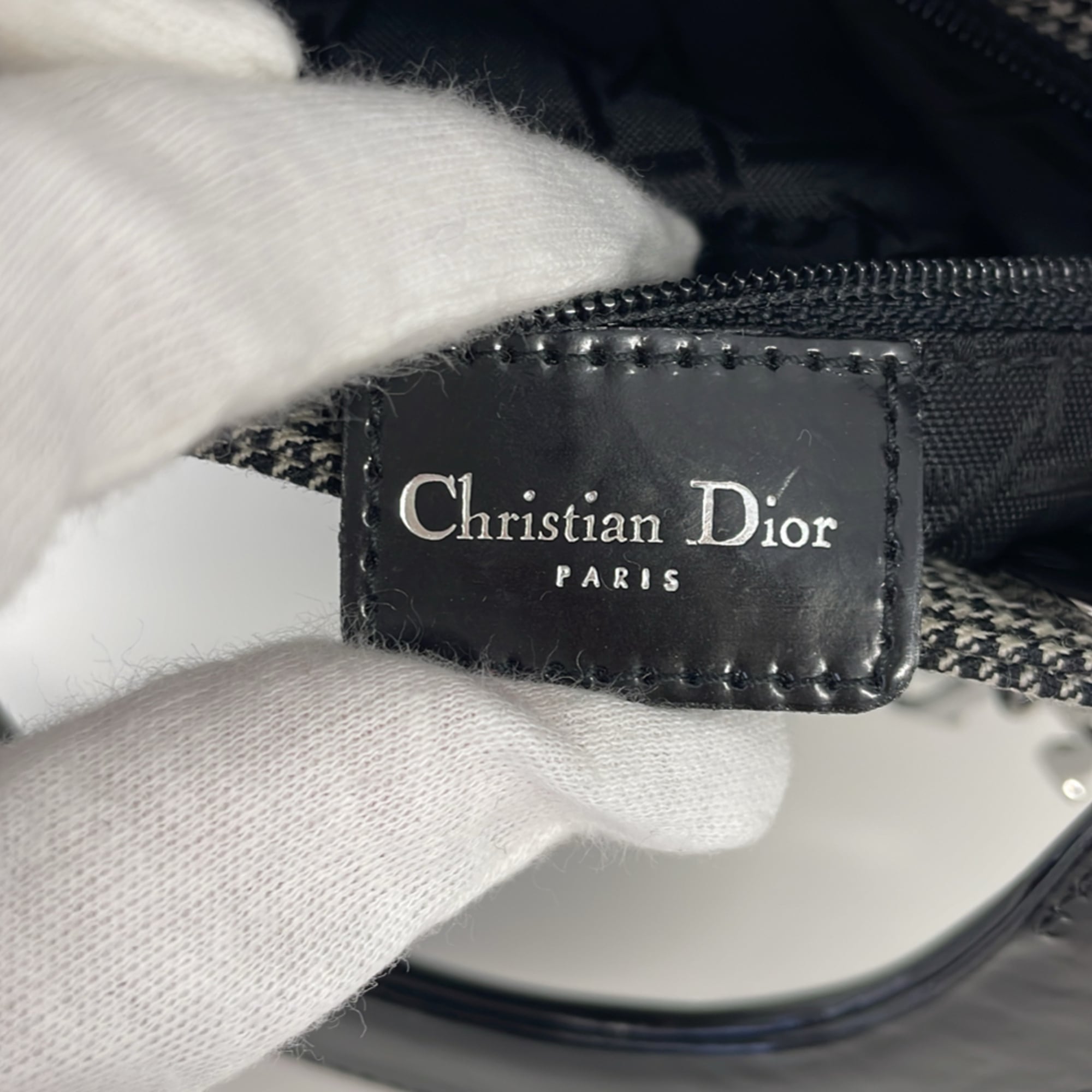 Christian Dior Lady Mini Houndstooth Shoulder Bag MA-0969 Gray Women's — Like New