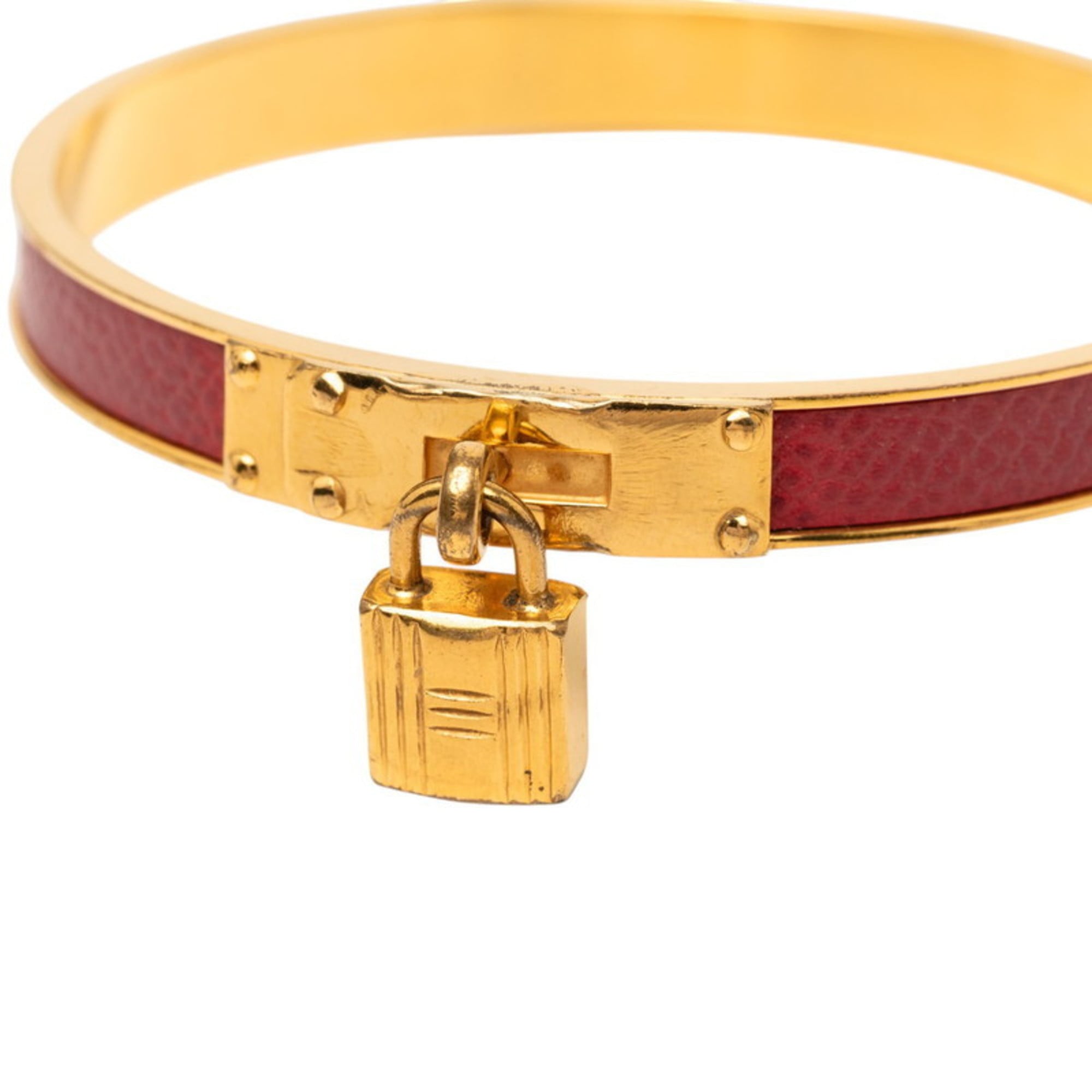 Hermes Kelly Bangle Cadena Motif Gold Red Plated Women's HERMES