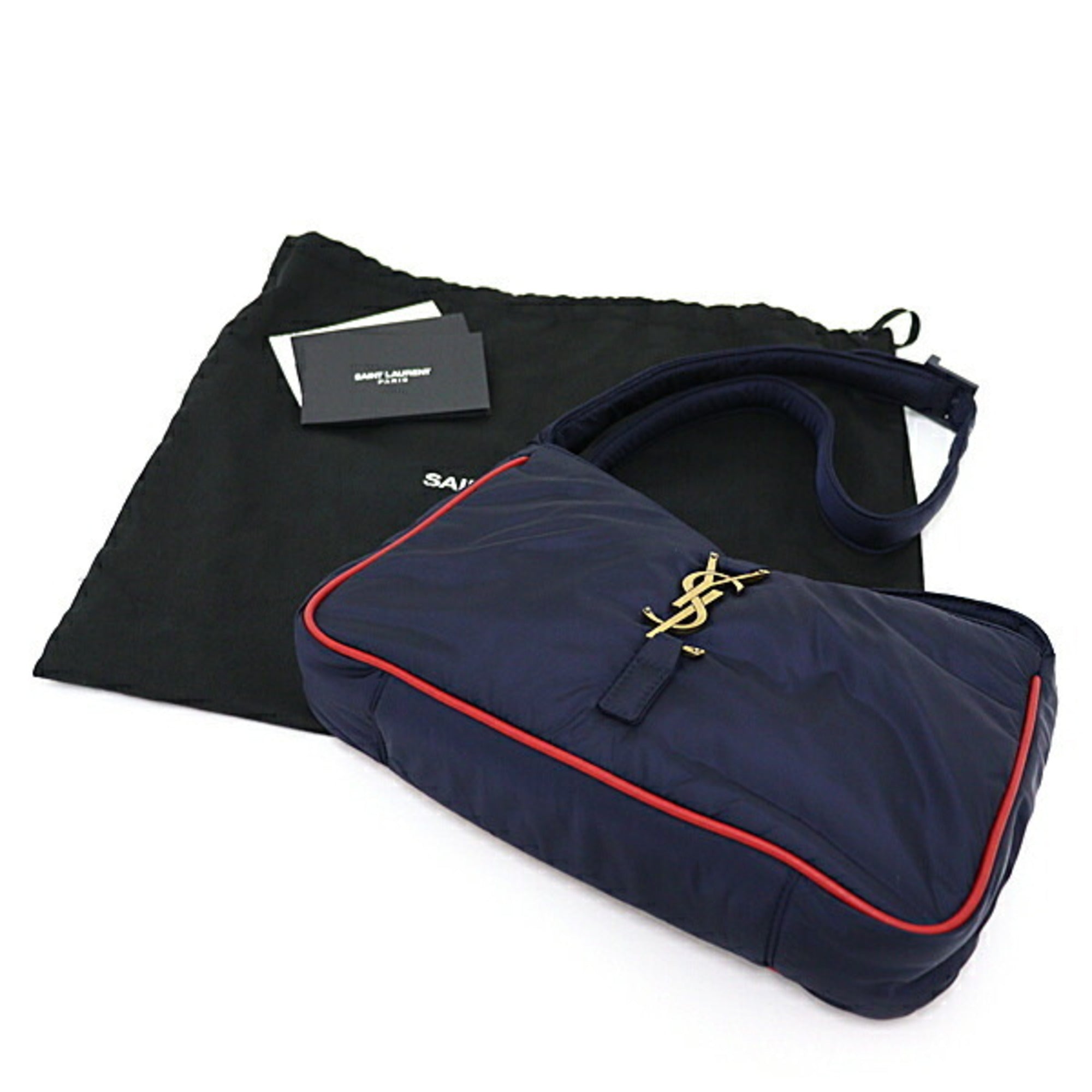 Saint Laurent Le Cin Cassette Shoulder Bag Eco Nylon Navy/Red 733294 YSL — Like New