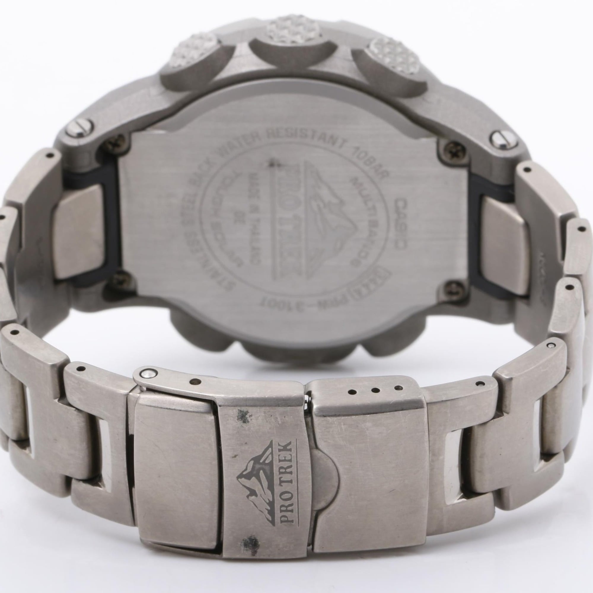 CASIO Pro Trek Triple Sensor Line PRW3100T7JF Men's Digital Watch in Silver, Stainless Steel and Titanium — Good
