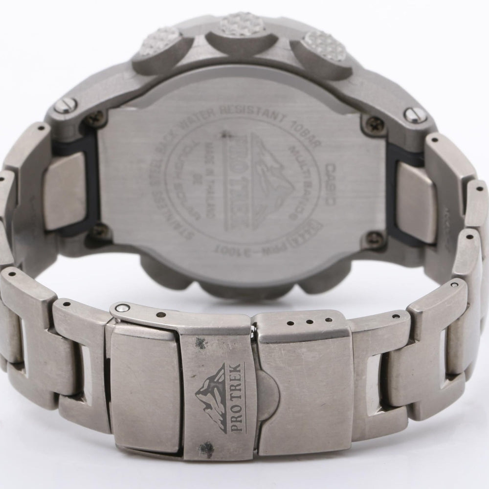 CASIO Pro Trek Triple Sensor Line PRW3100T7JF Men's Digital Watch in Silver, Stainless Steel and Titanium — Good