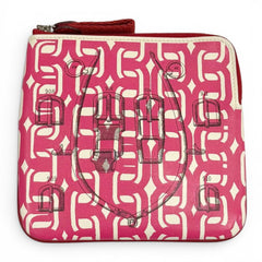 HERMES Carre Pocket Pink Veau Swift Round Zip Mini Pouch D Stamp Made in France Women's Comes with Box — Like New