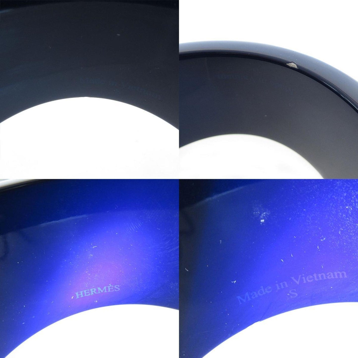 Hermes HERMES Bangle Bracelet Lacquer Wood Navy Blue Multicolor Women's s0492