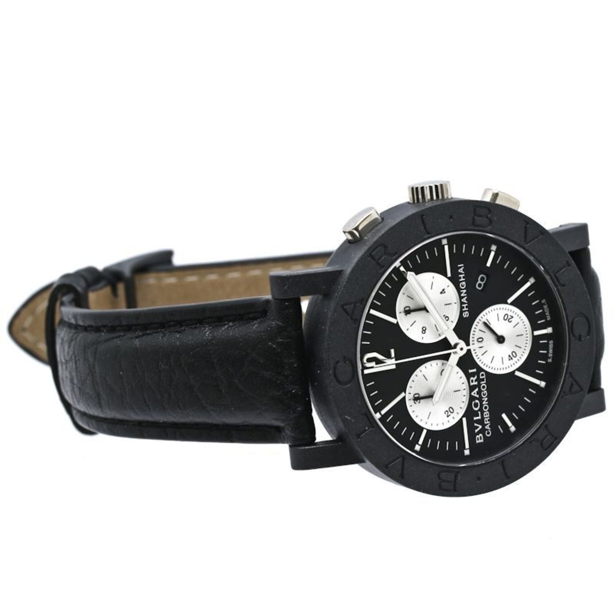 BVLGARI Bulgari Chronograph BBW38CGLDCH 6 BB38CLCH Men's Watch Carbon x Leather 40531 — Like New