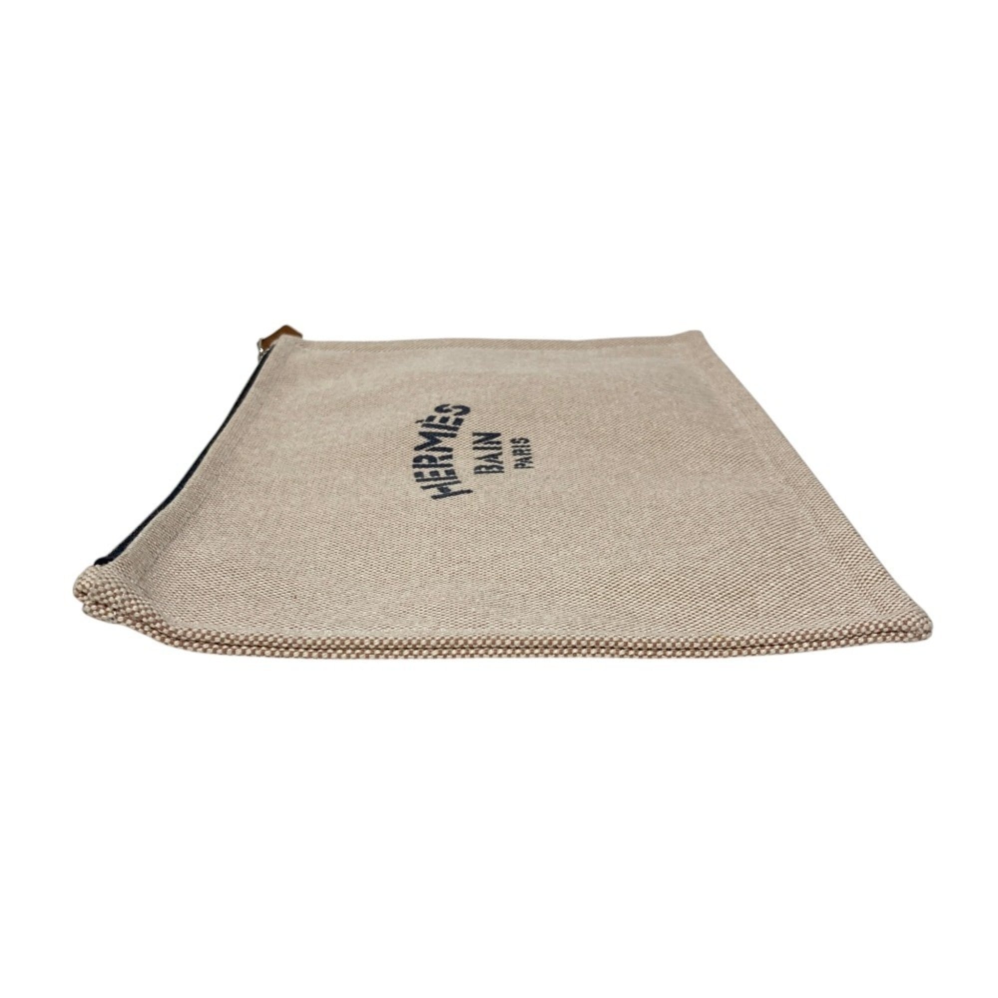 HERMES New Yachting GM Canvas Flat Pouch, Beige, Men's & Women's — Like New