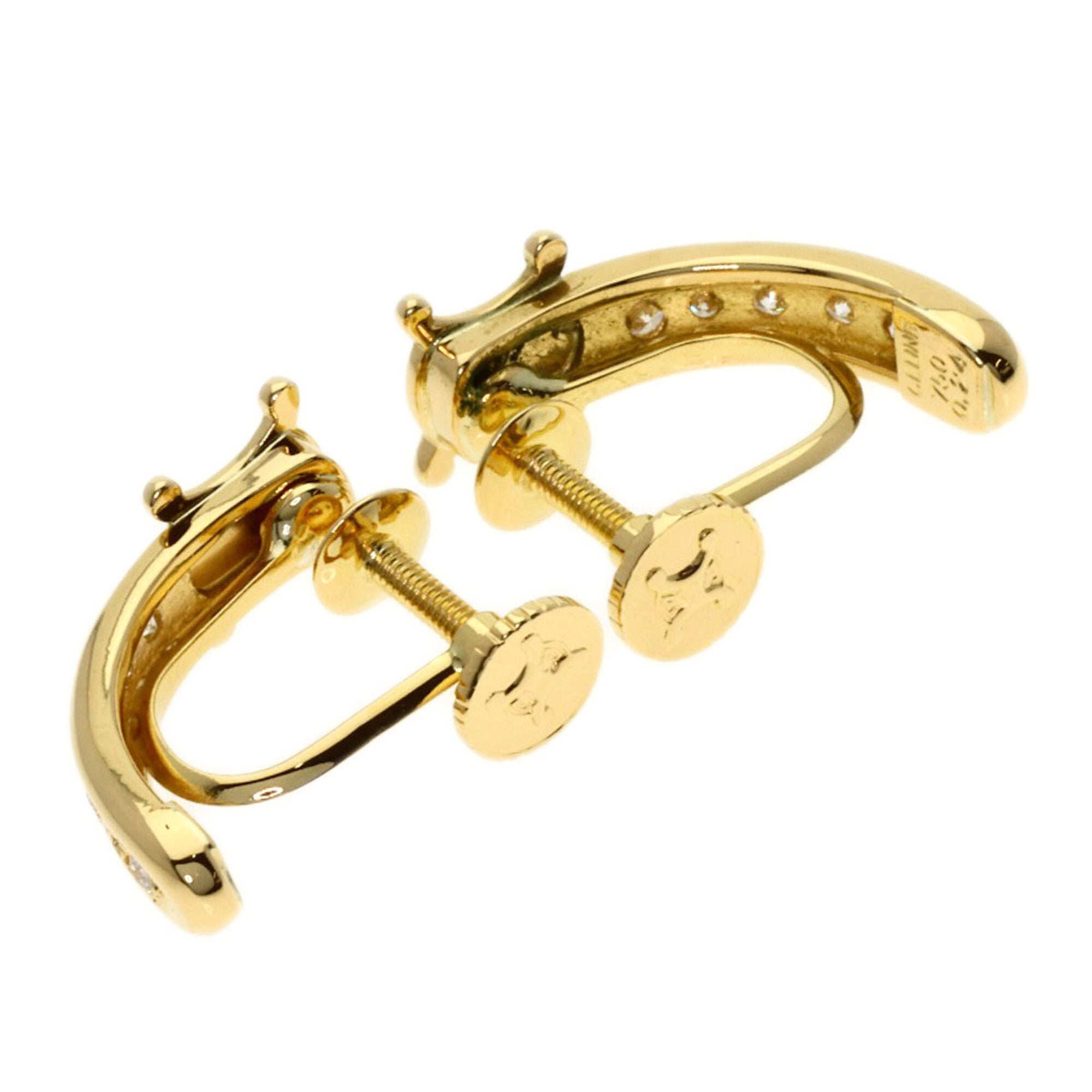 Celine Macadam Diamond Earrings, 18K Yellow Gold, Women's — Like New