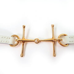 HERMES Mall Bracelet, Pink Gold Hardware, White Leather, T2, C Stamp, Box and Dust Bag Included, Made in France, Women's — Like New