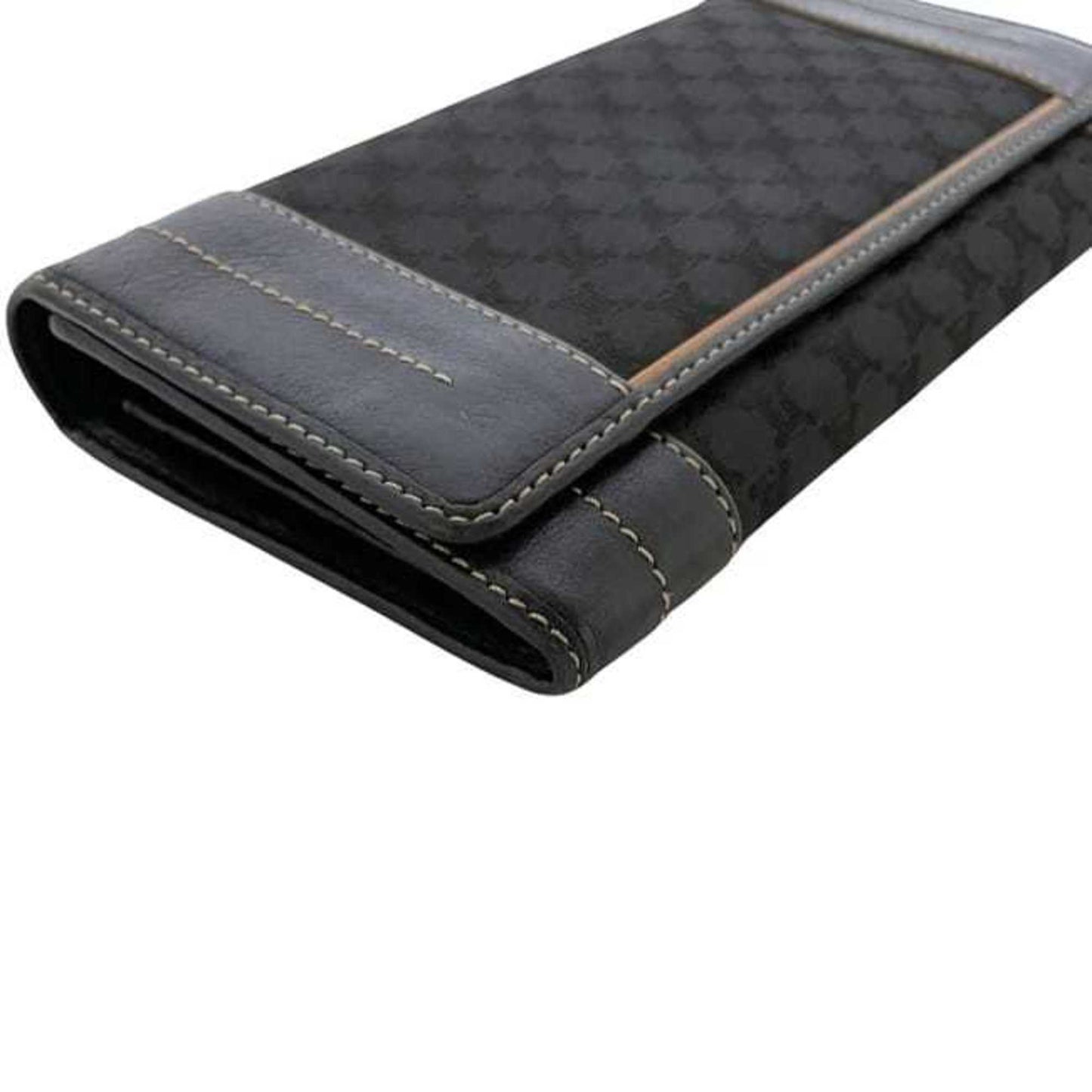 Celine bifold long wallet ec-24339 black macadam canvas leather ST 00/66 CELINE men's women's nylon stitching