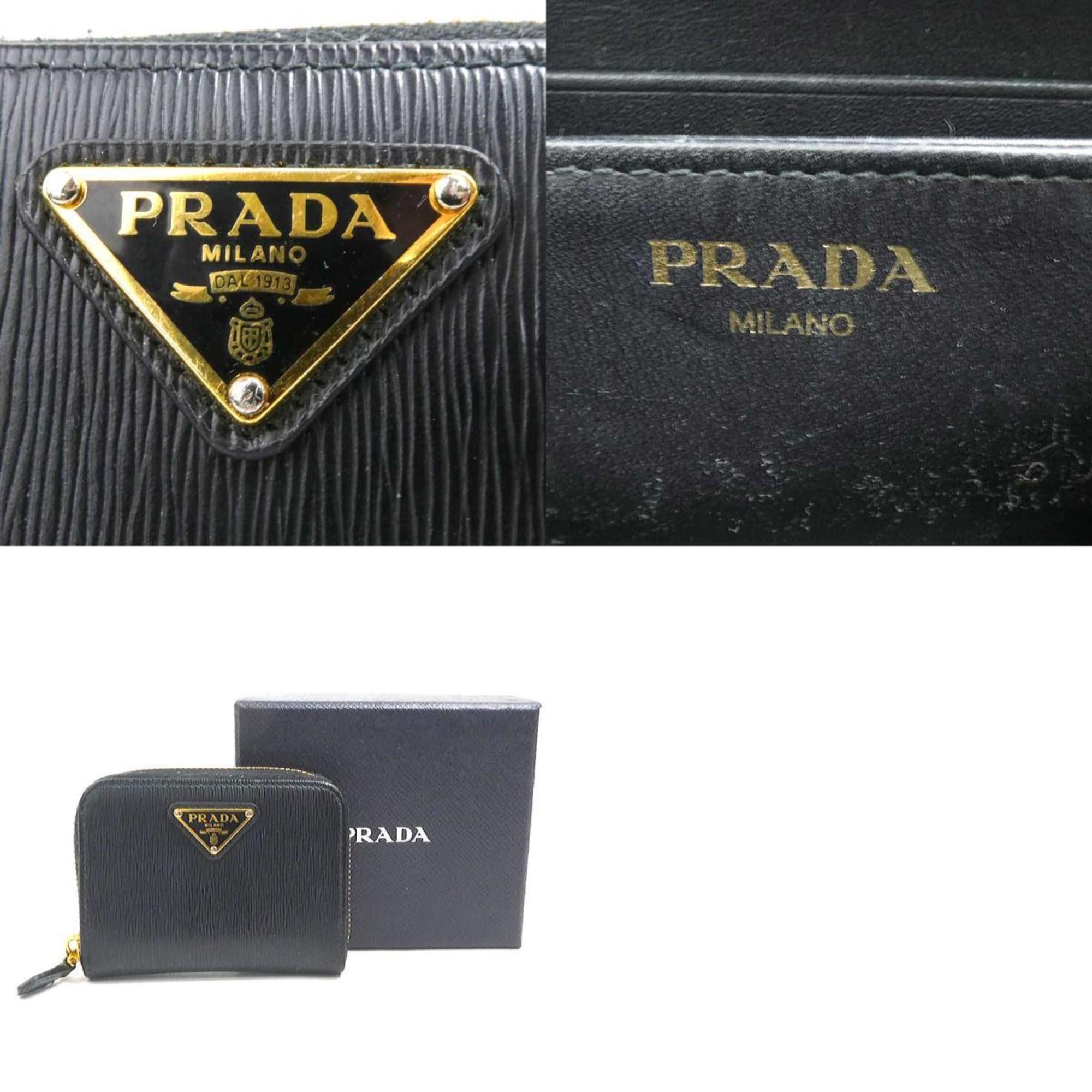 Prada wallet, coin purse, leather, black, unisex, r10911a