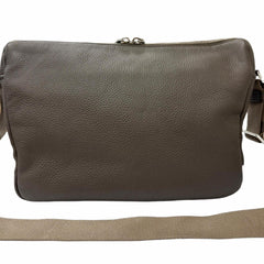 PRADA 2VH182 Vitello Daino Leather Triangle Logo Crossbody Shoulder Bag, Greige, Made in Italy, Men's — Like New
