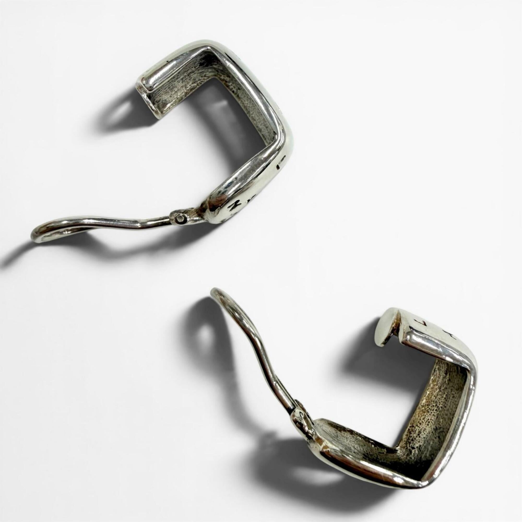 CHANEL Vintage 925 Sterling Silver Clip-On Earrings (for both ears), Logo Engraved, Weight 12.7g, Women's — Like New
