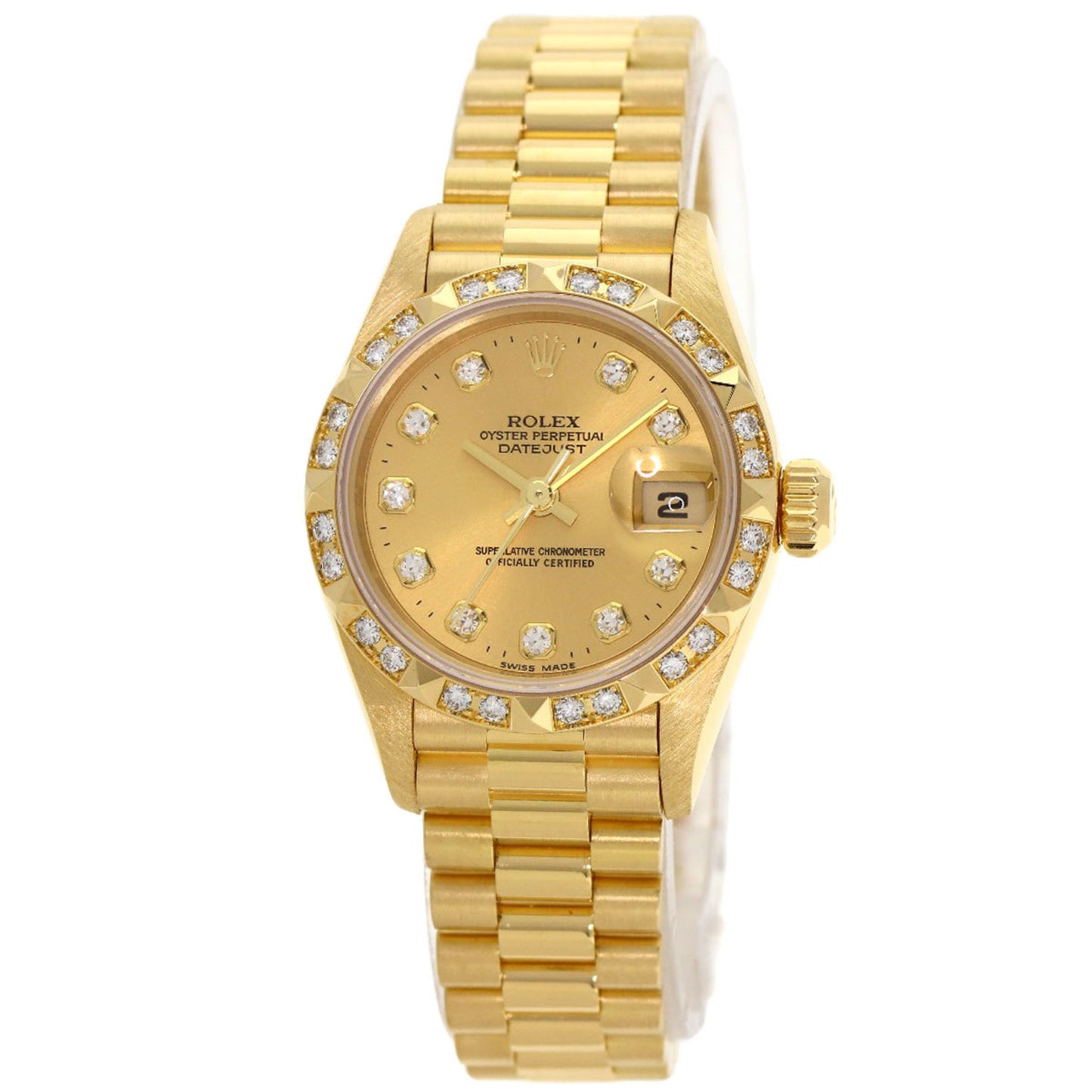 Rolex 69258G Datejust Bezel with 10 Diamonds, 18K Yellow Gold/18KYG/Diamond Women's Watch