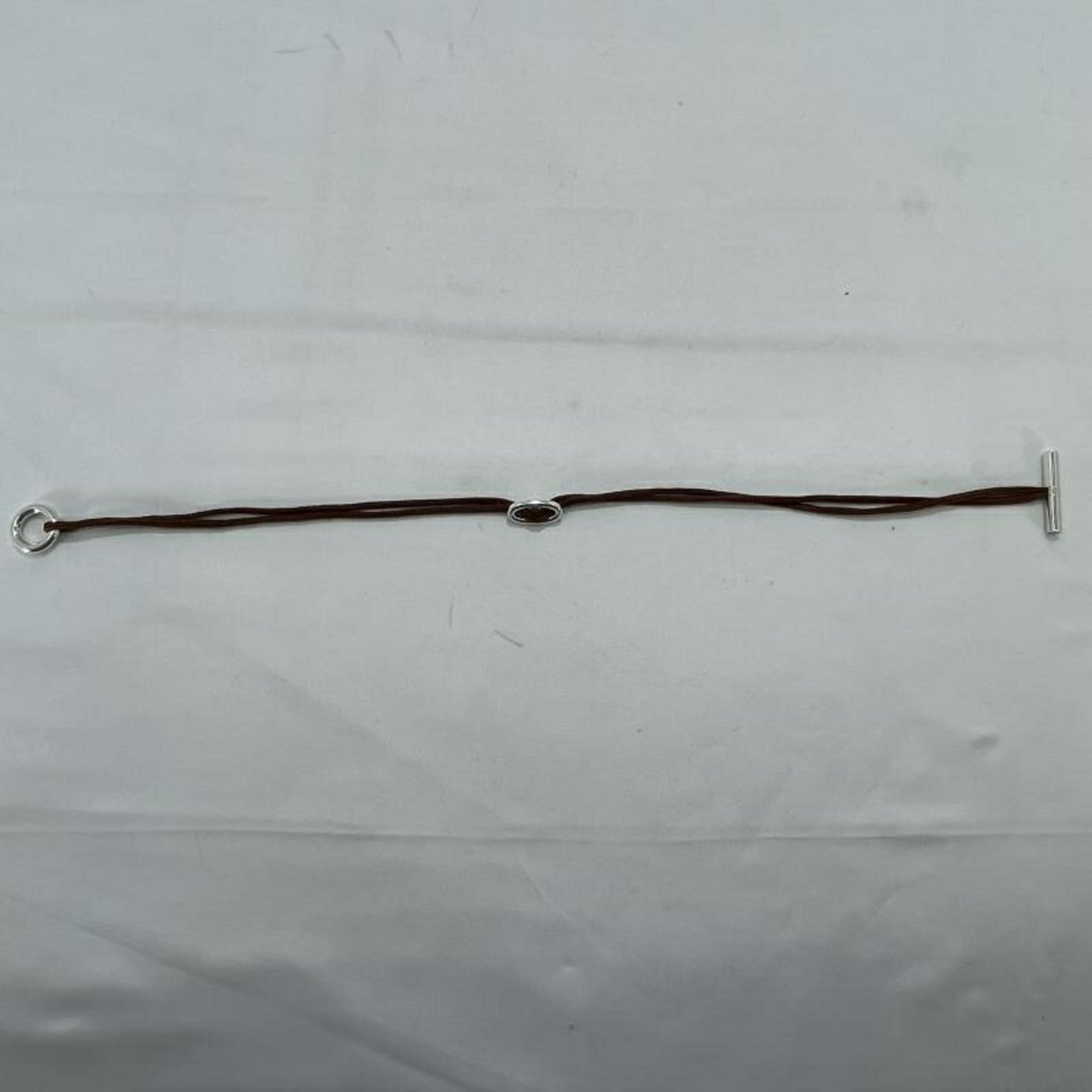 HERMES Chaine d'Ancre Skipper Choker Bracelet, Brown, Hermès Ag925 Silver