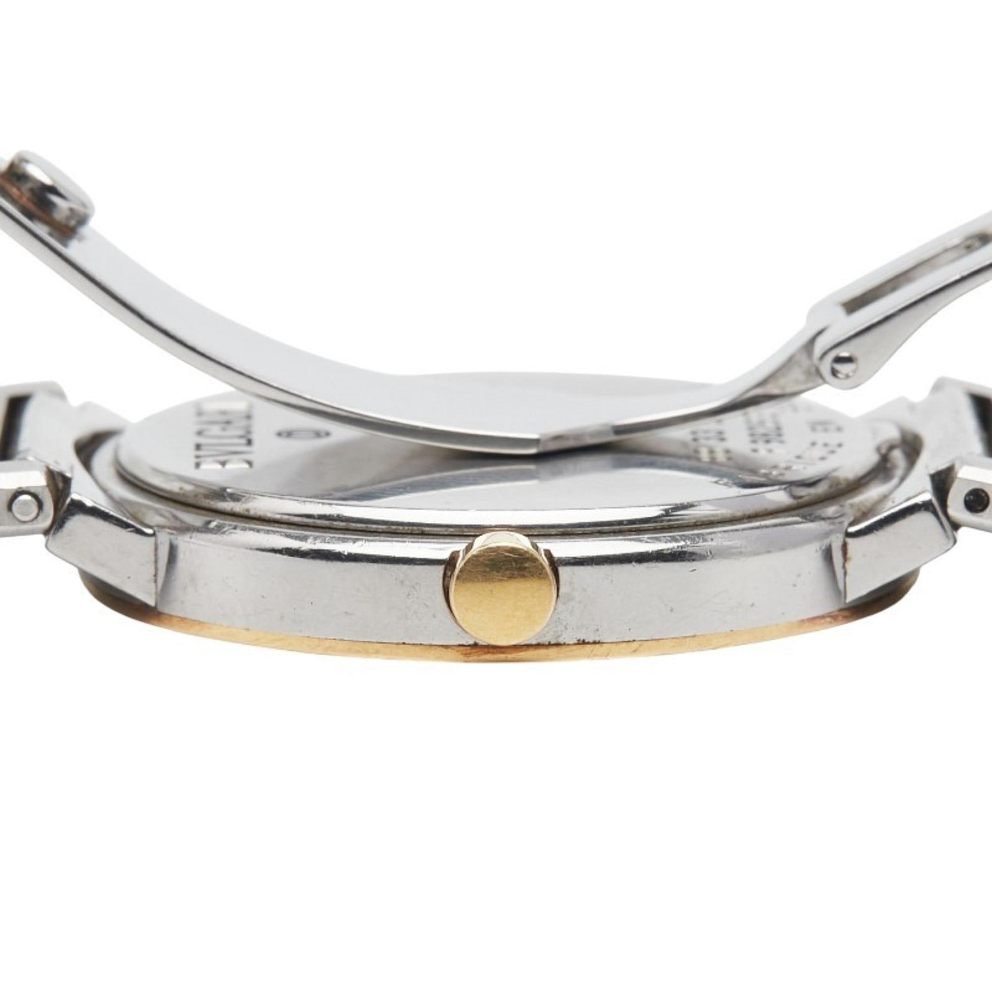 BVLGARI Men's Watch BB33SGD Quartz Black Dial Stainless Steel Yellow Gold Two-Tone — Good
