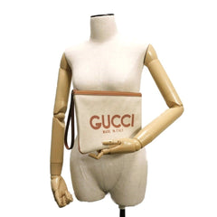 Gucci GUCCI Clutch Bag Logo Print Pouch Canvas Brown GG Supreme Cotton Linen Natural 777165 FACUL 8451 Men's — New - Store Return