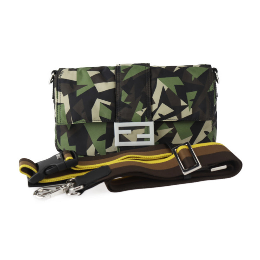 FENDI Mamma Bucket Camouflage Shoulder Bag 7V72 Nylon Leather Green Beige Black Waist Clutch 3WAY Military Pattern 2406063007036R1 — Like New