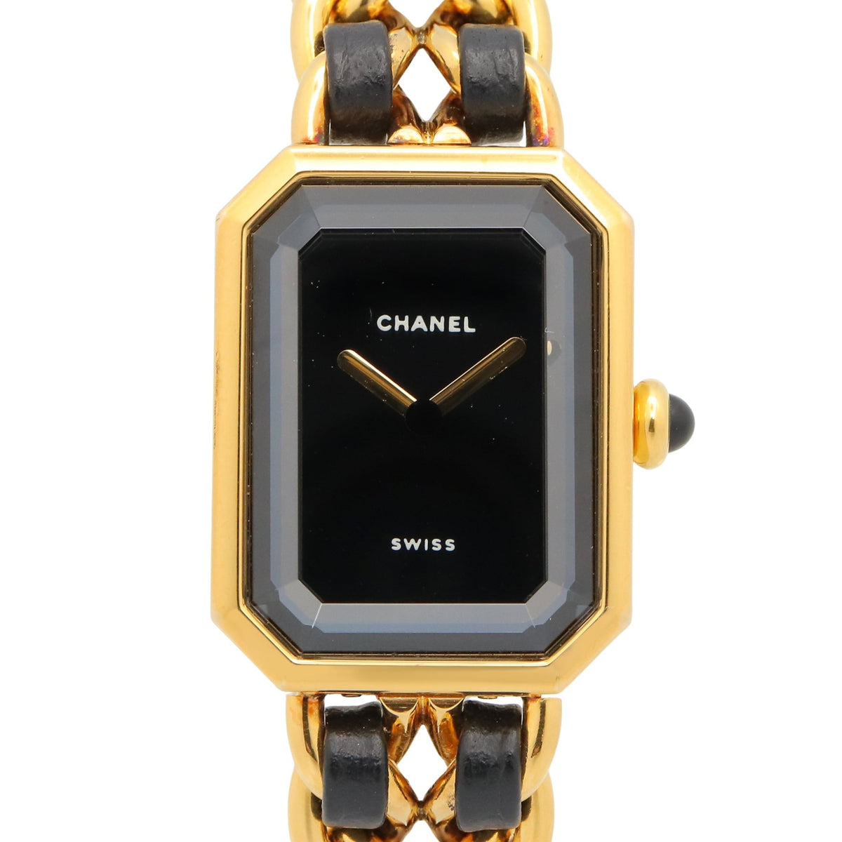 Chanel CHANEL Première M Watch, Gold Plated Leather, Women's, Black, H0001 — Very Good