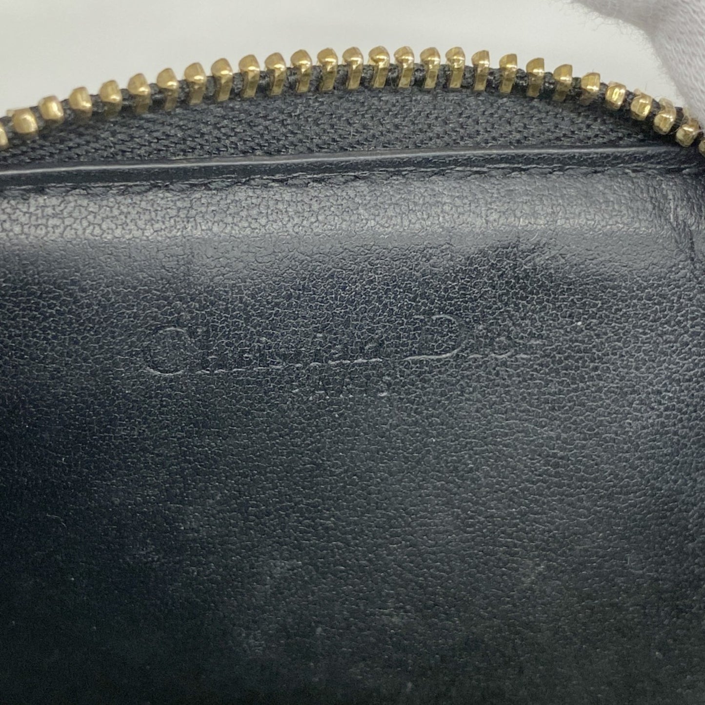Christian Dior Cannage Leather Wallet/Coin Case in Black Champagne for Women