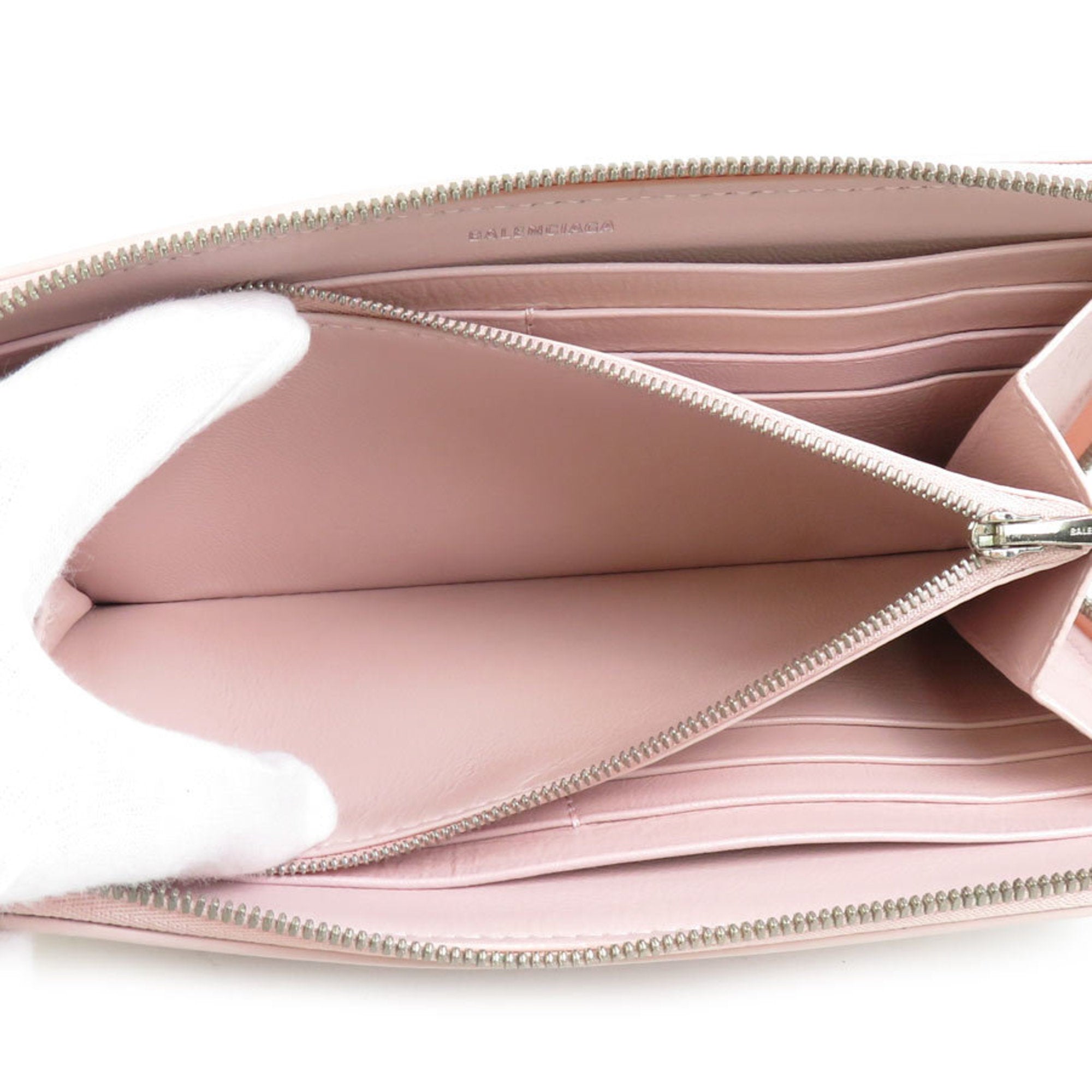 BALENCIAGA Round Long Wallet Leather Light Pink Men's Women's h30964g