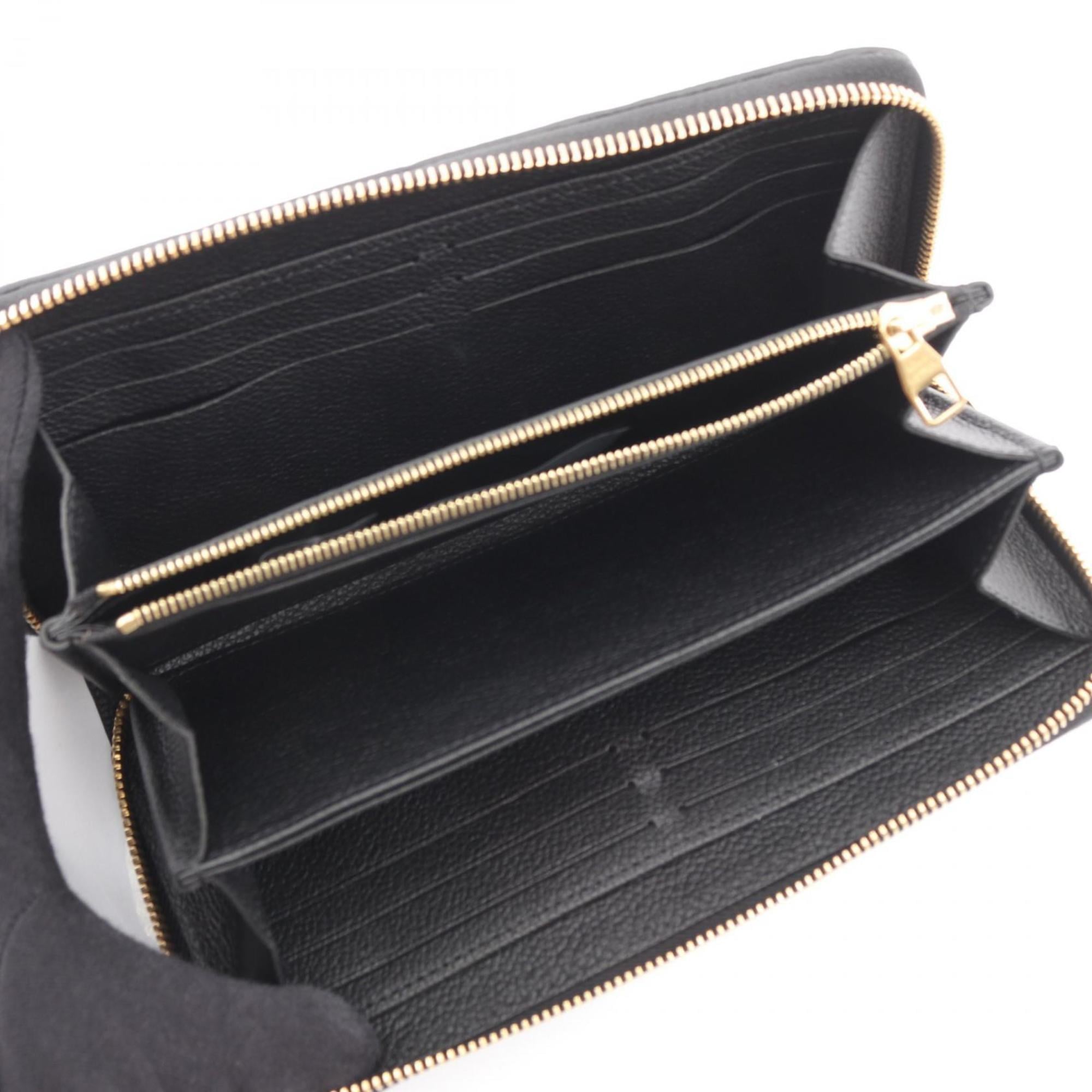 Louis Vuitton Zippy Wallet, Monogram Empreinte Leather, Round Long Women's, Black, M61864