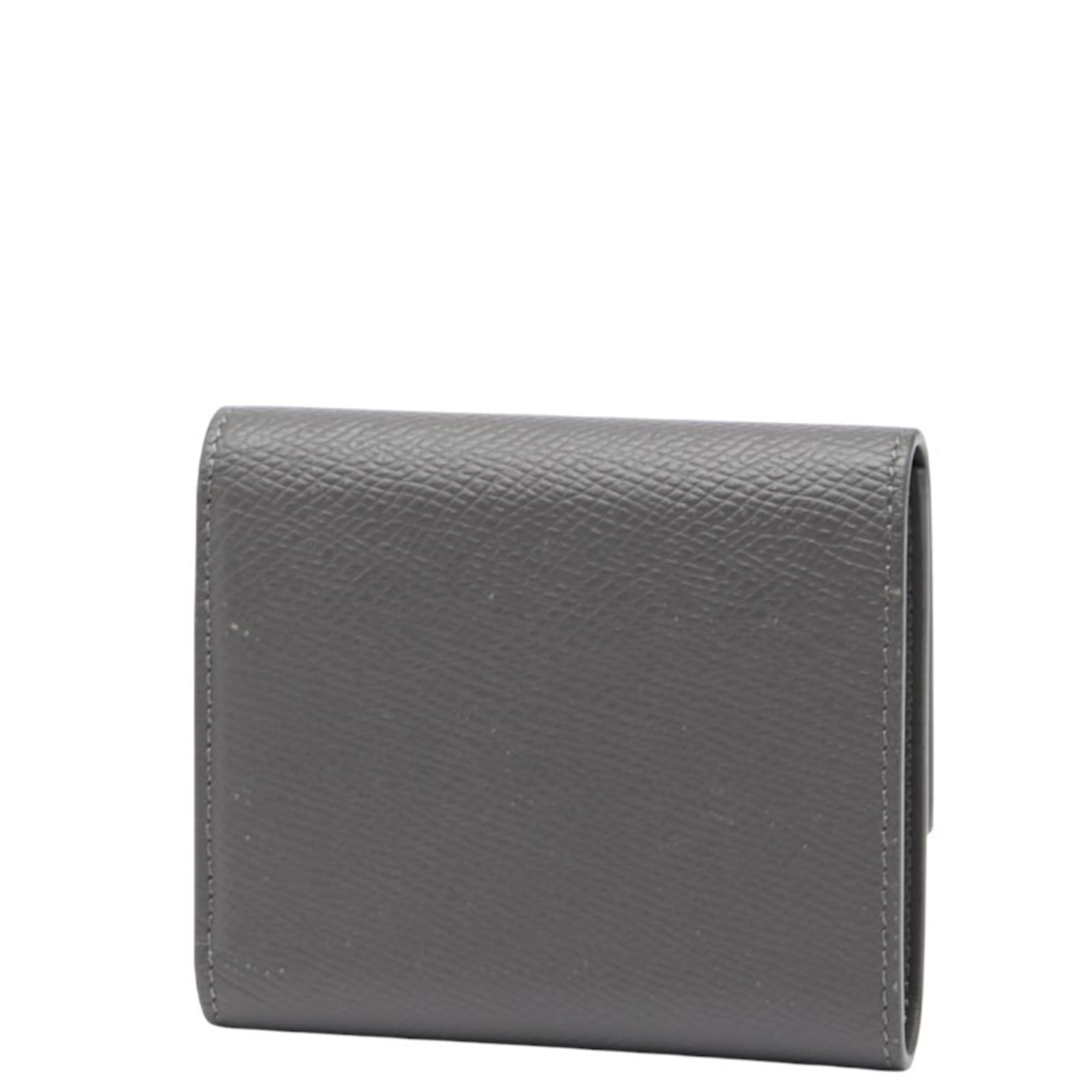 Celine Tri-fold Wallet Gray Leather Women's CELINE