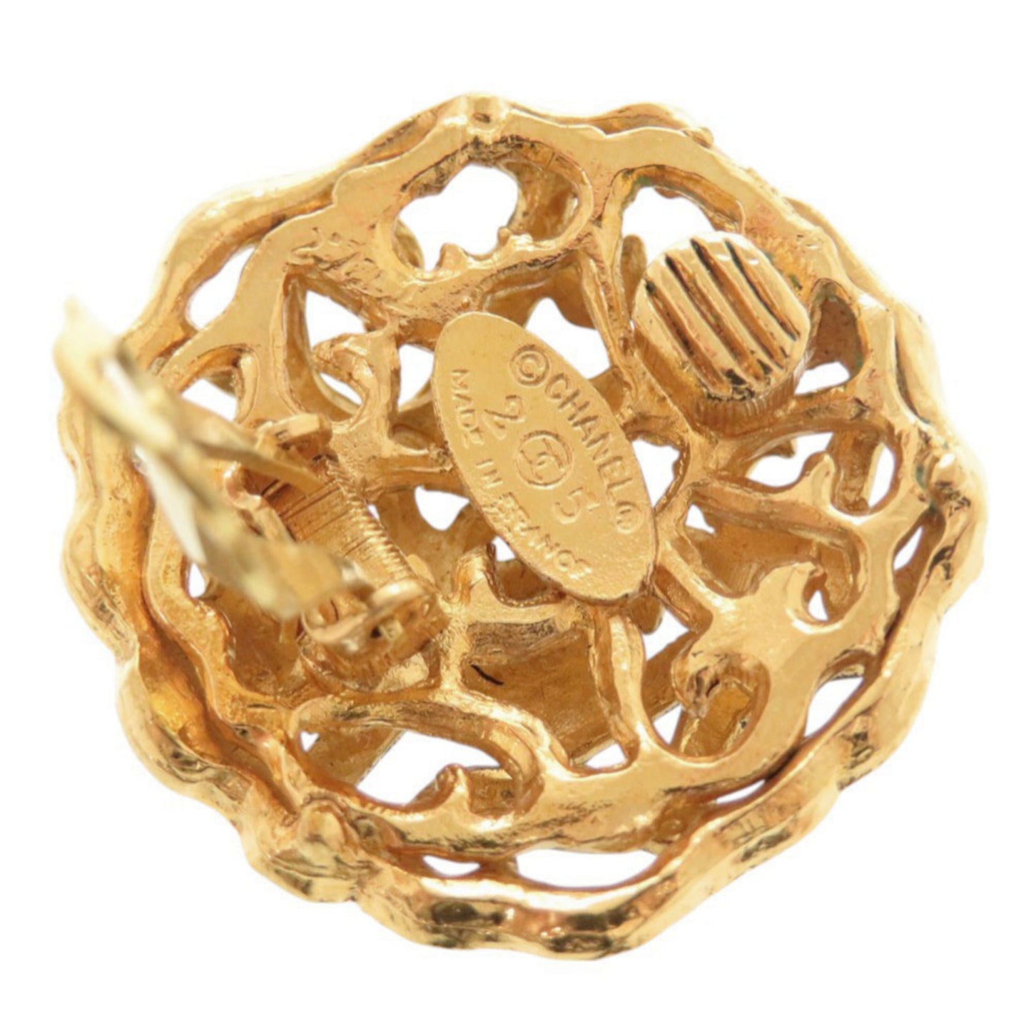 CHANEL Vintage Coco Mark GP Gold Earrings 0146