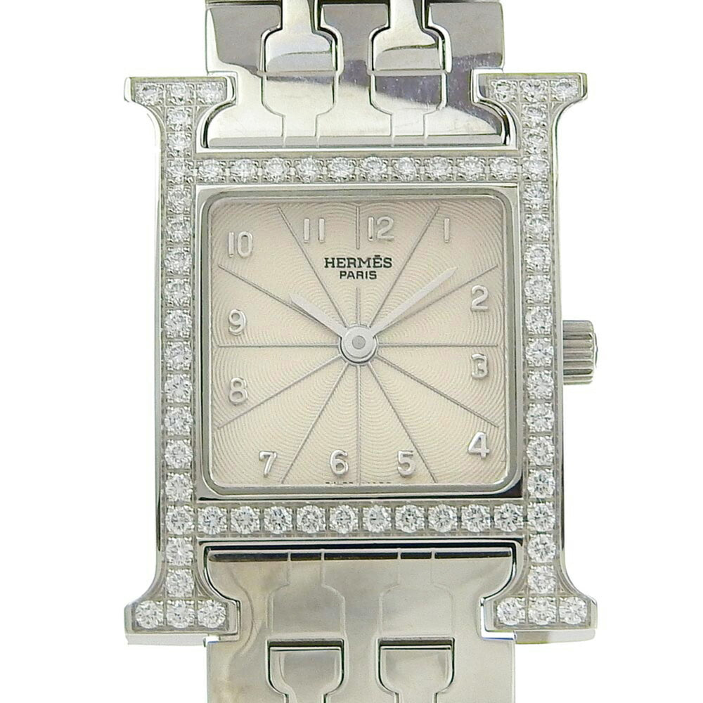 Hermes HERMES H Watch Wristwatch Diamond Bezel HH1.230 Stainless Steel Quartz Analog Display Silver Dial Women's — Very Good