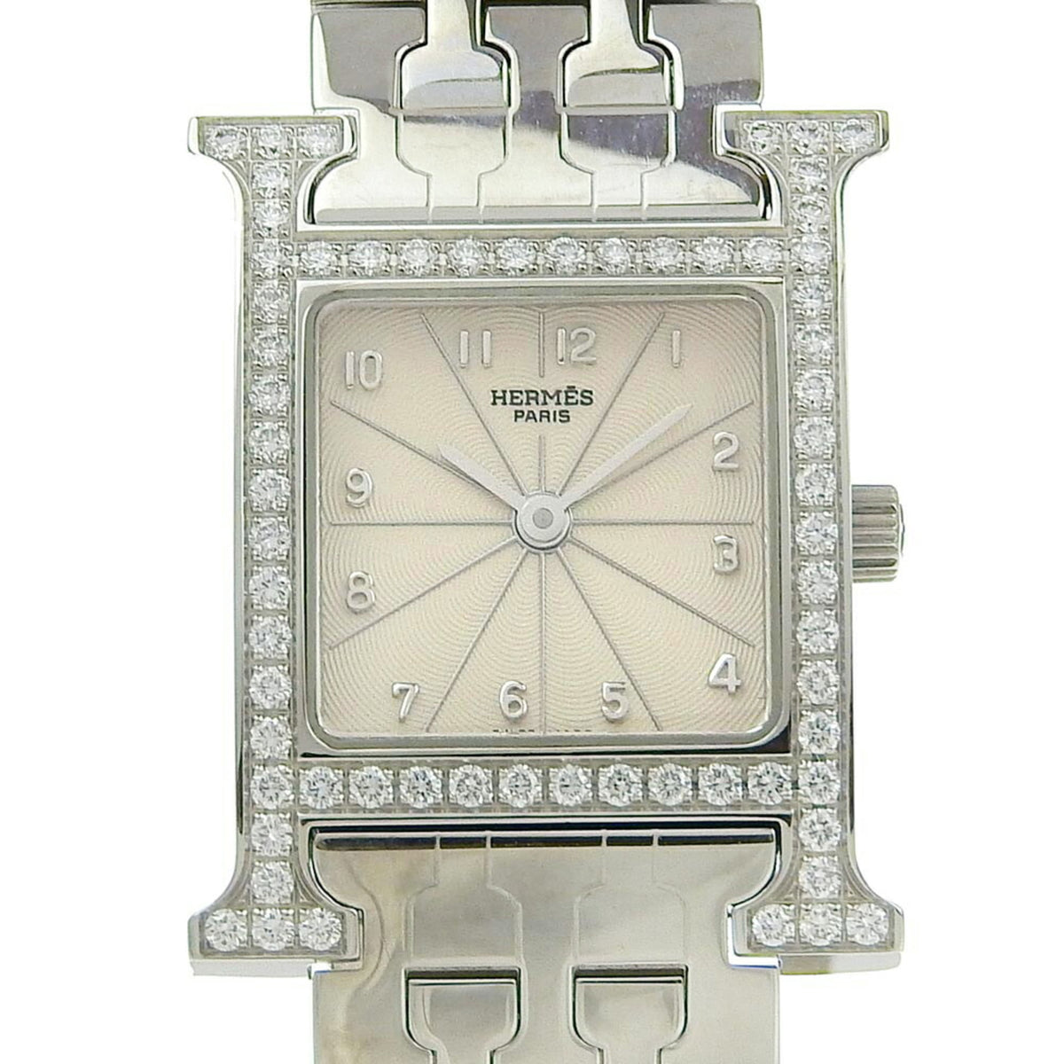Hermes HERMES H Watch Wristwatch Diamond Bezel HH1.230 Stainless Steel Quartz Analog Display Silver Dial Women's — Very Good