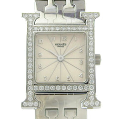 Hermes HERMES H Watch Wristwatch Diamond Bezel HH1.230 Stainless Steel Quartz Analog Display Silver Dial Women's — Very Good