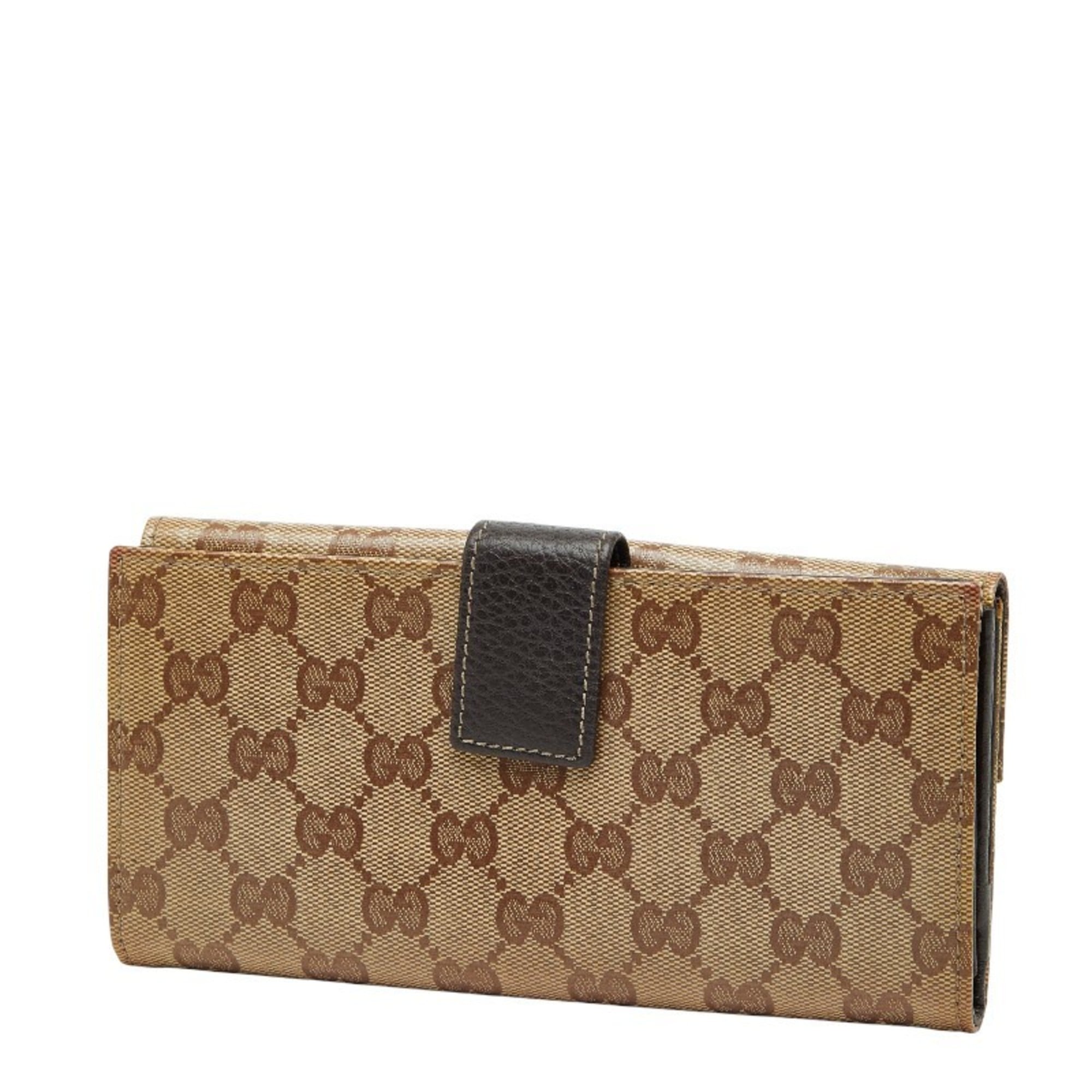 Gucci GG Crystal Long Wallet 231835 Beige Brown Leather Women's GUCCI