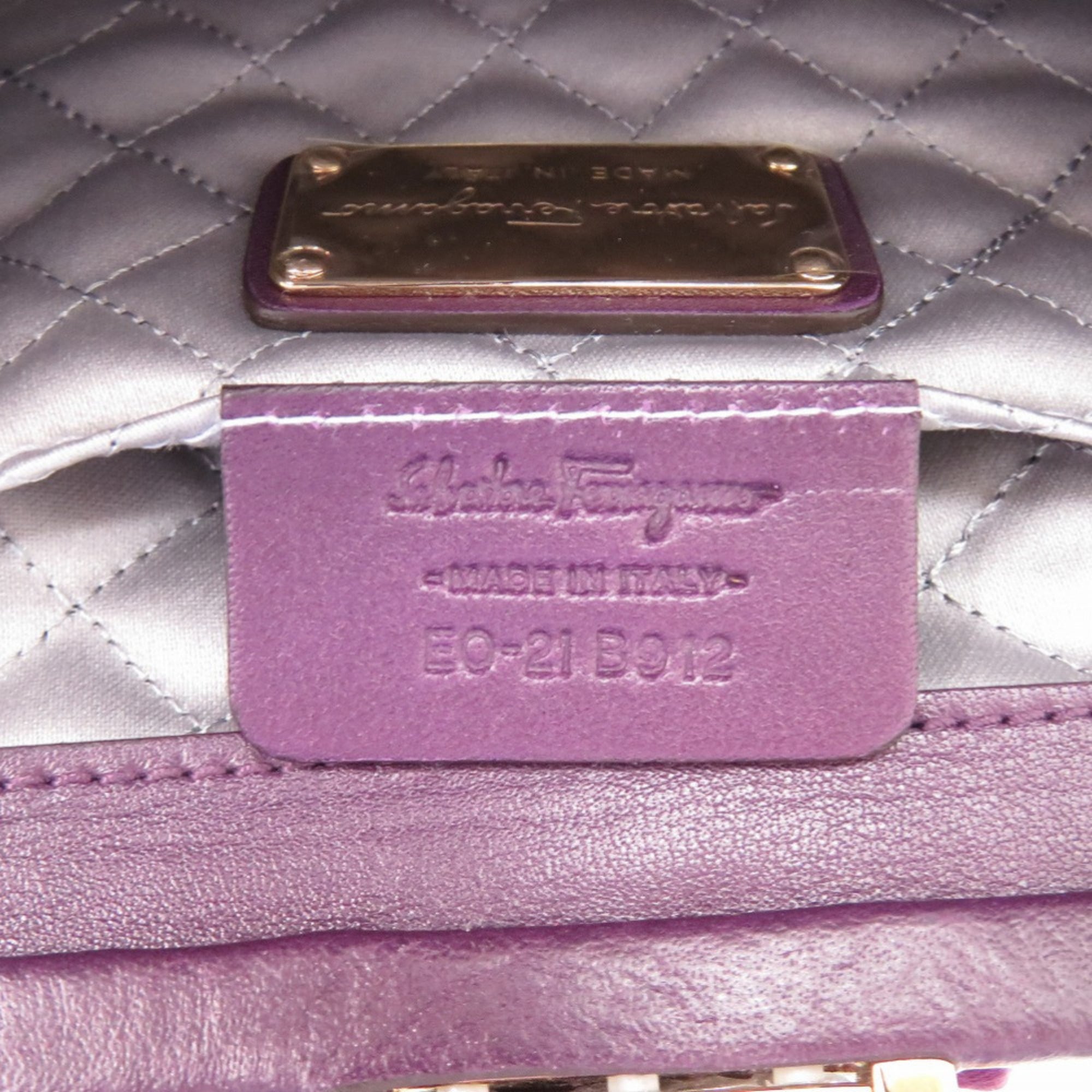 Like new Salvatore Ferragamo Gancini E0 21 B912 satin purple clutch bag 0467 — Like New