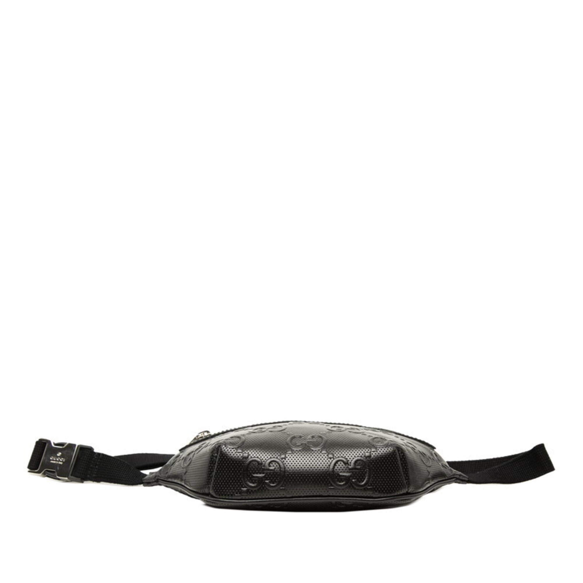 Gucci GG Embossed Waist Bag, Body Crossbody 658582, Black Leather, Women's, GUCCI — Like New