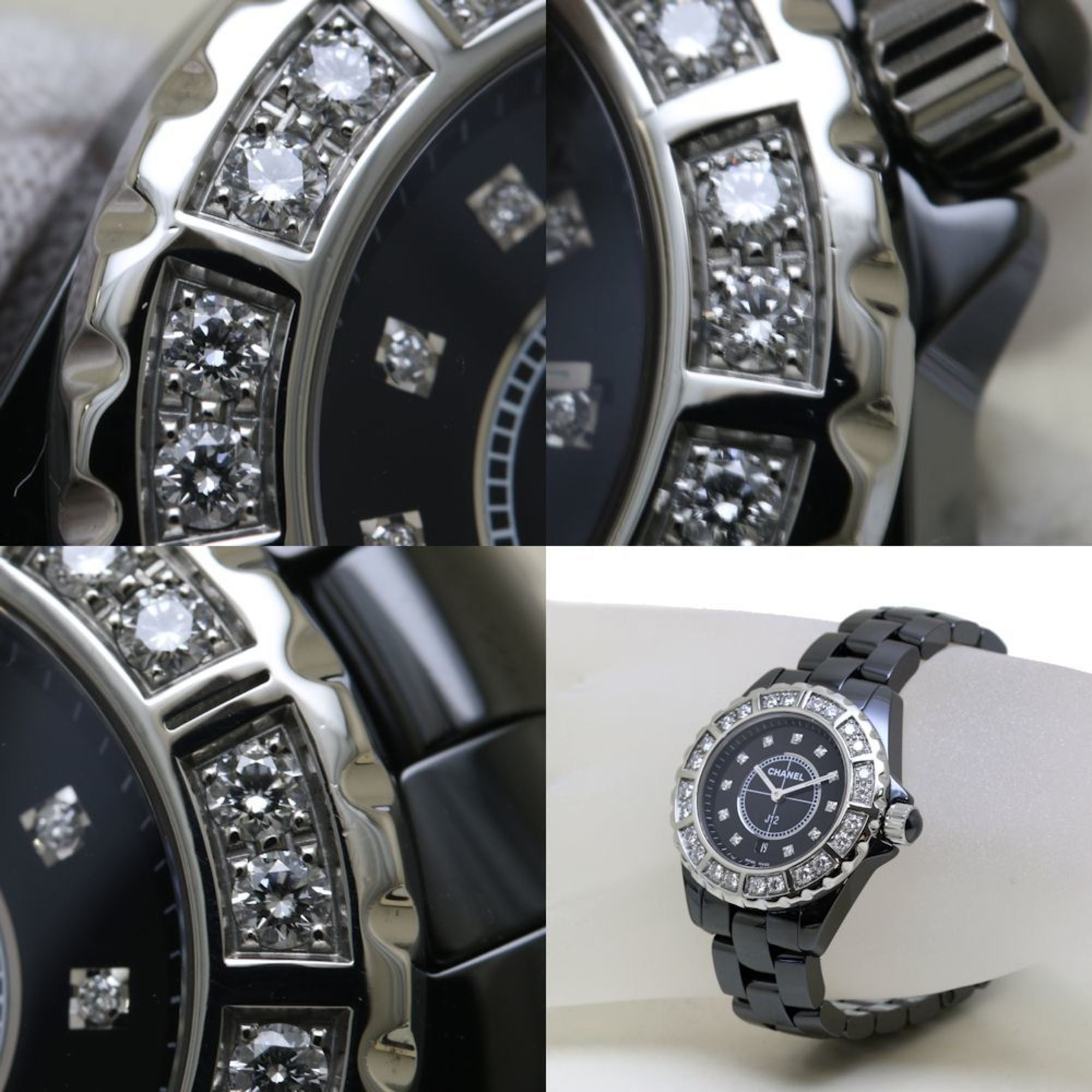 CHANEL J12 Bezel Diamond H2427 Black Ceramic x Stainless Steel Ladies 39763 Watch — Good