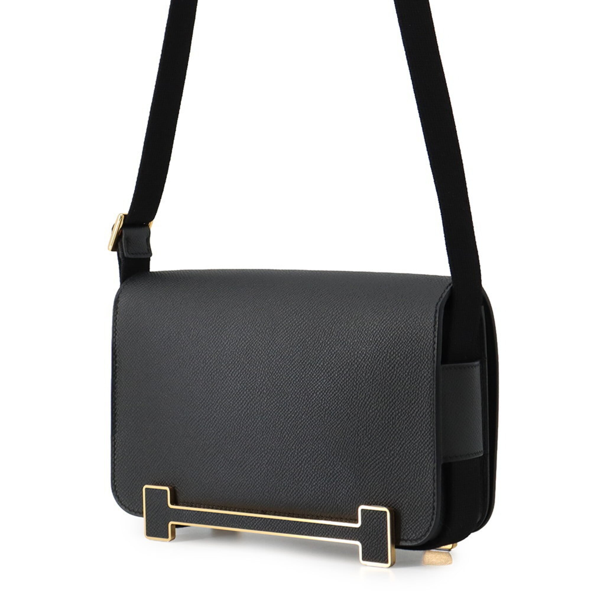Hermes Shoulder Bag Geta Black Epsom Leather G Stamp HERMES Handbag — Like New